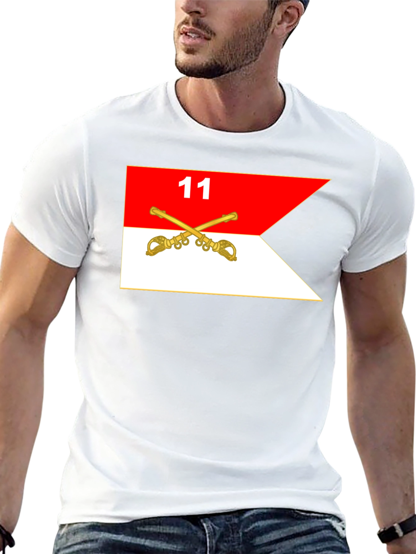 Black T-Shirt with Cavalry Guidon Design