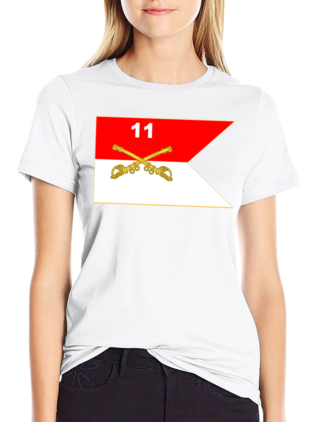 Black T-Shirt with Cavalry Guidon Design