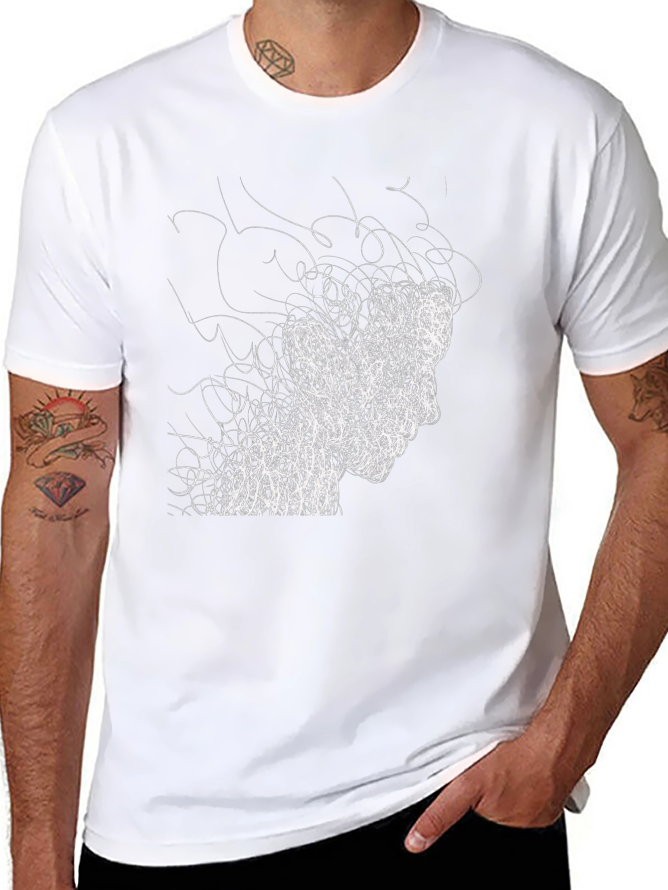 Abstract Scribble Face Tee - Modern Graphic T-Shirt