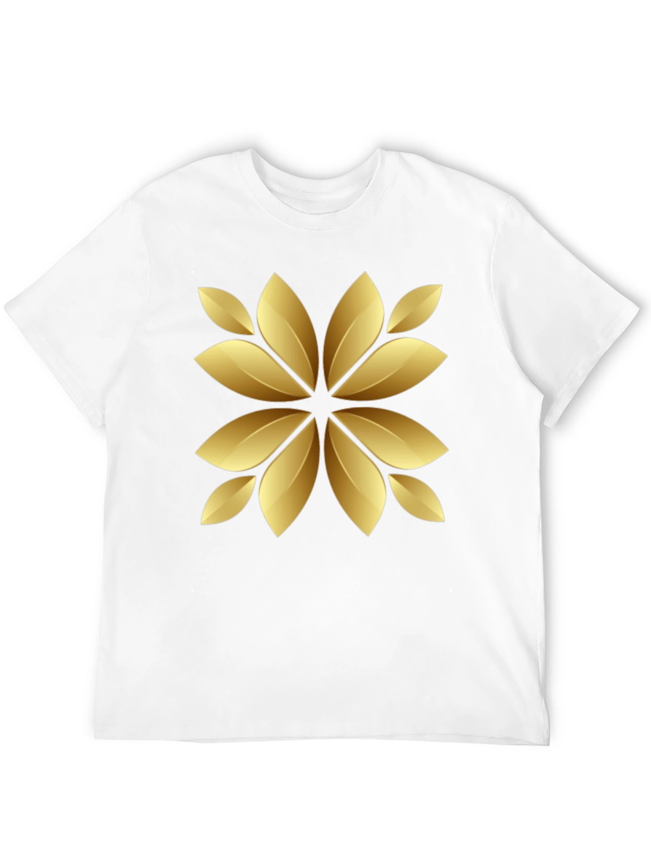 Golden Floral Print Black T-Shirt