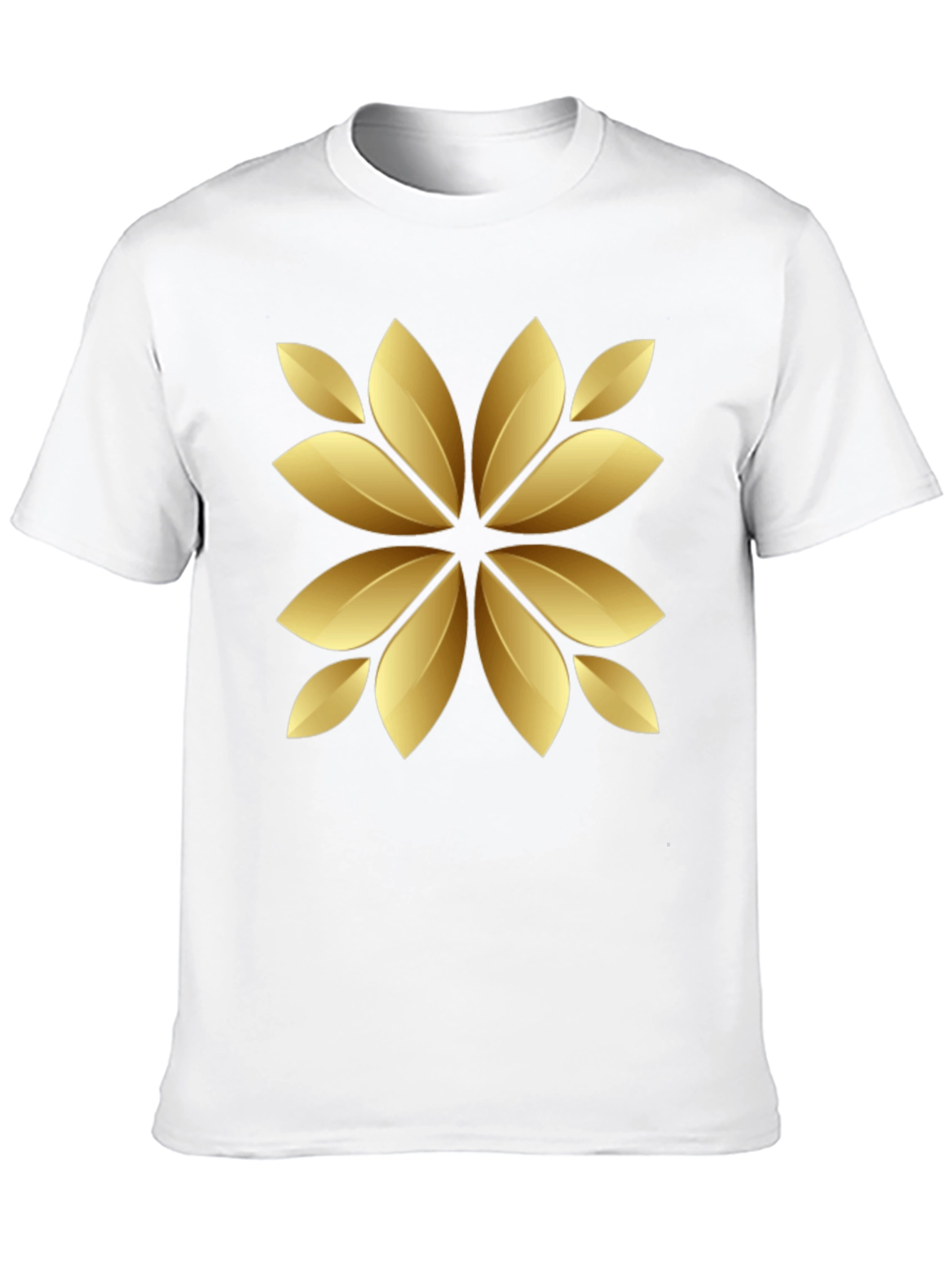 Golden Floral Print Black T-Shirt