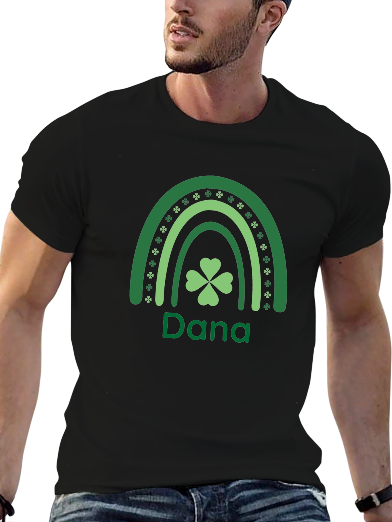 St. Patricks Day Personalized Rainbow Shamrock T-Shirt