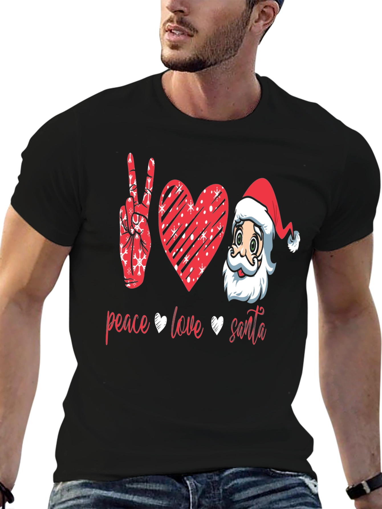 Peace Love Santa Graphic T-Shirt