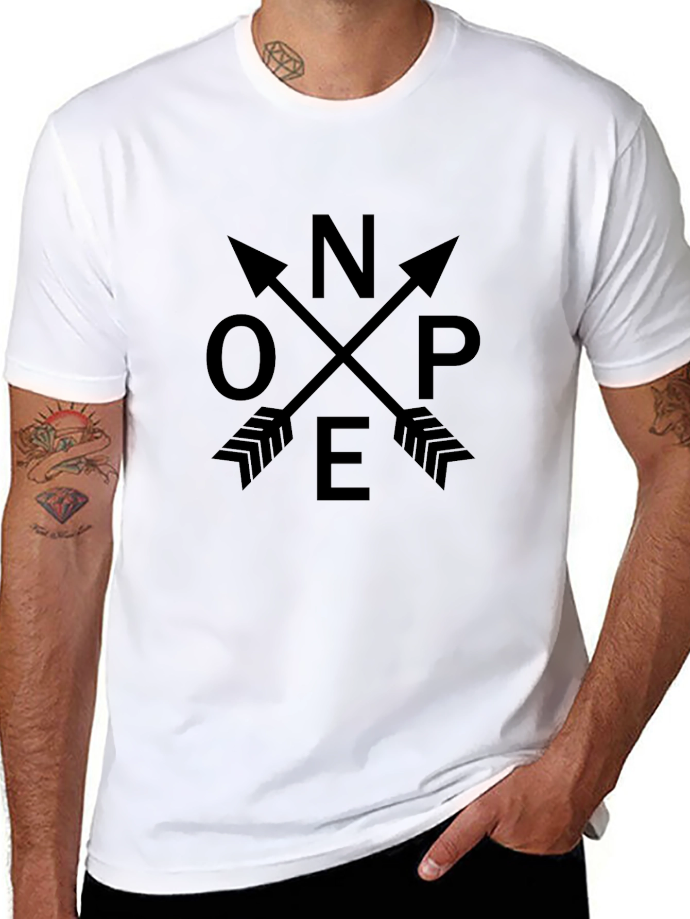 Novelty NOPE Arrow Graphic Print Black T-Shirt