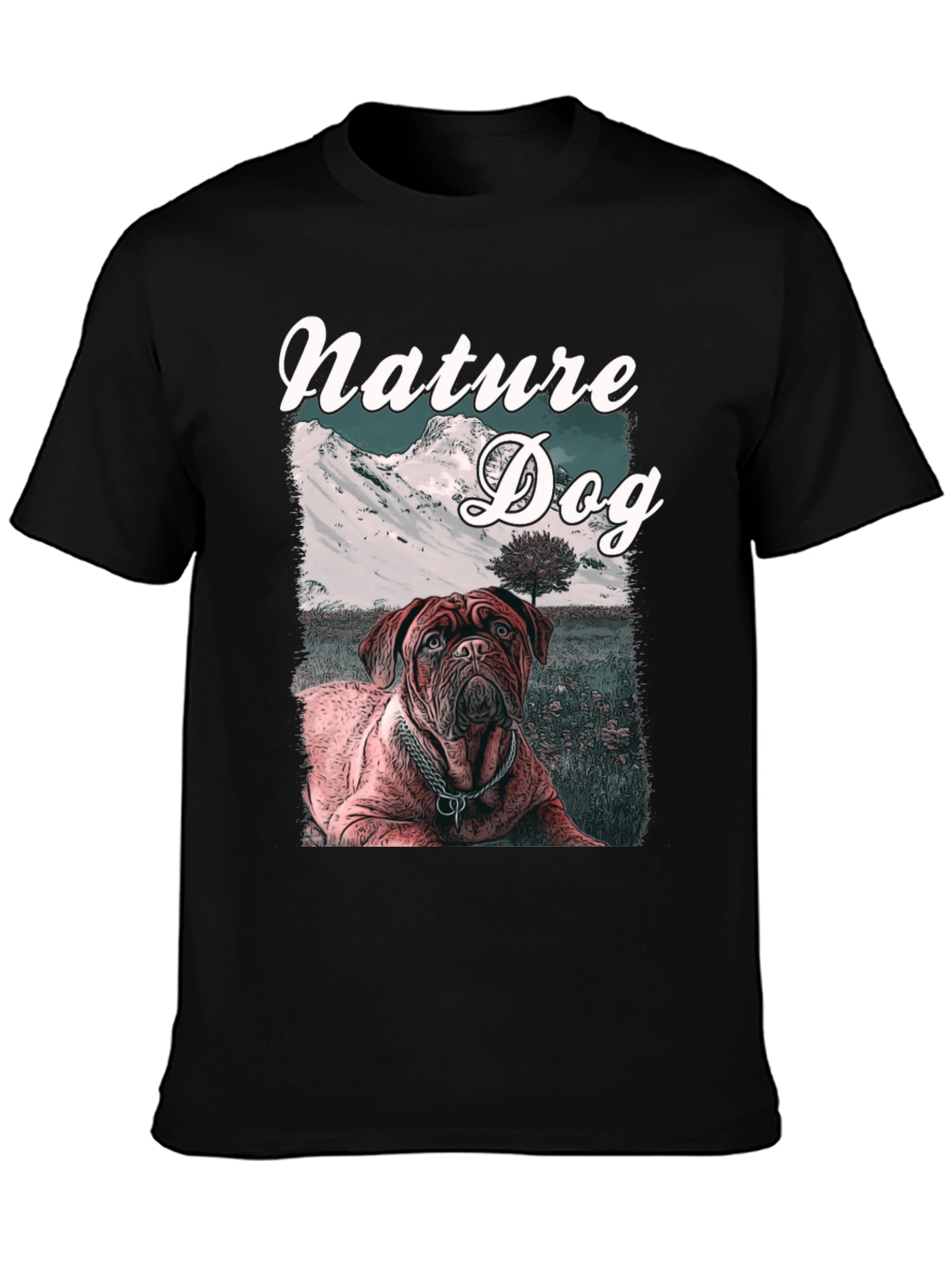 Nature Dog Graphic Tee - Mountain Landscape Design