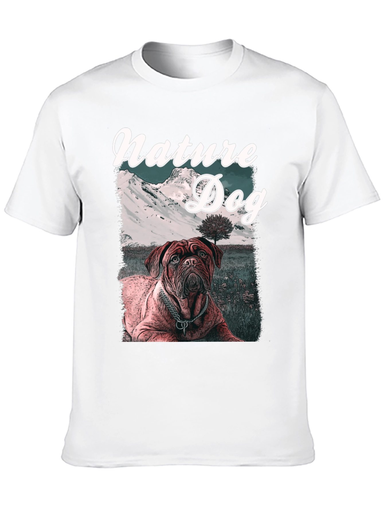 Nature Dog Graphic Tee - Mountain Landscape Design