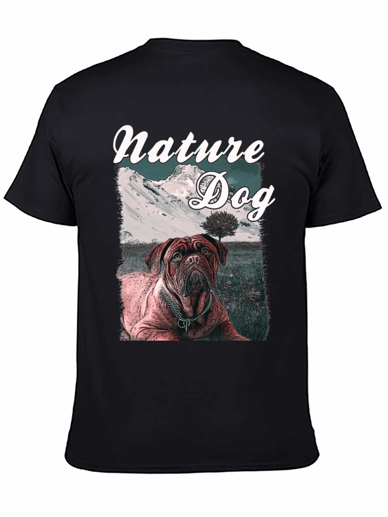 Nature Dog Graphic Tee - Mountain Landscape Design