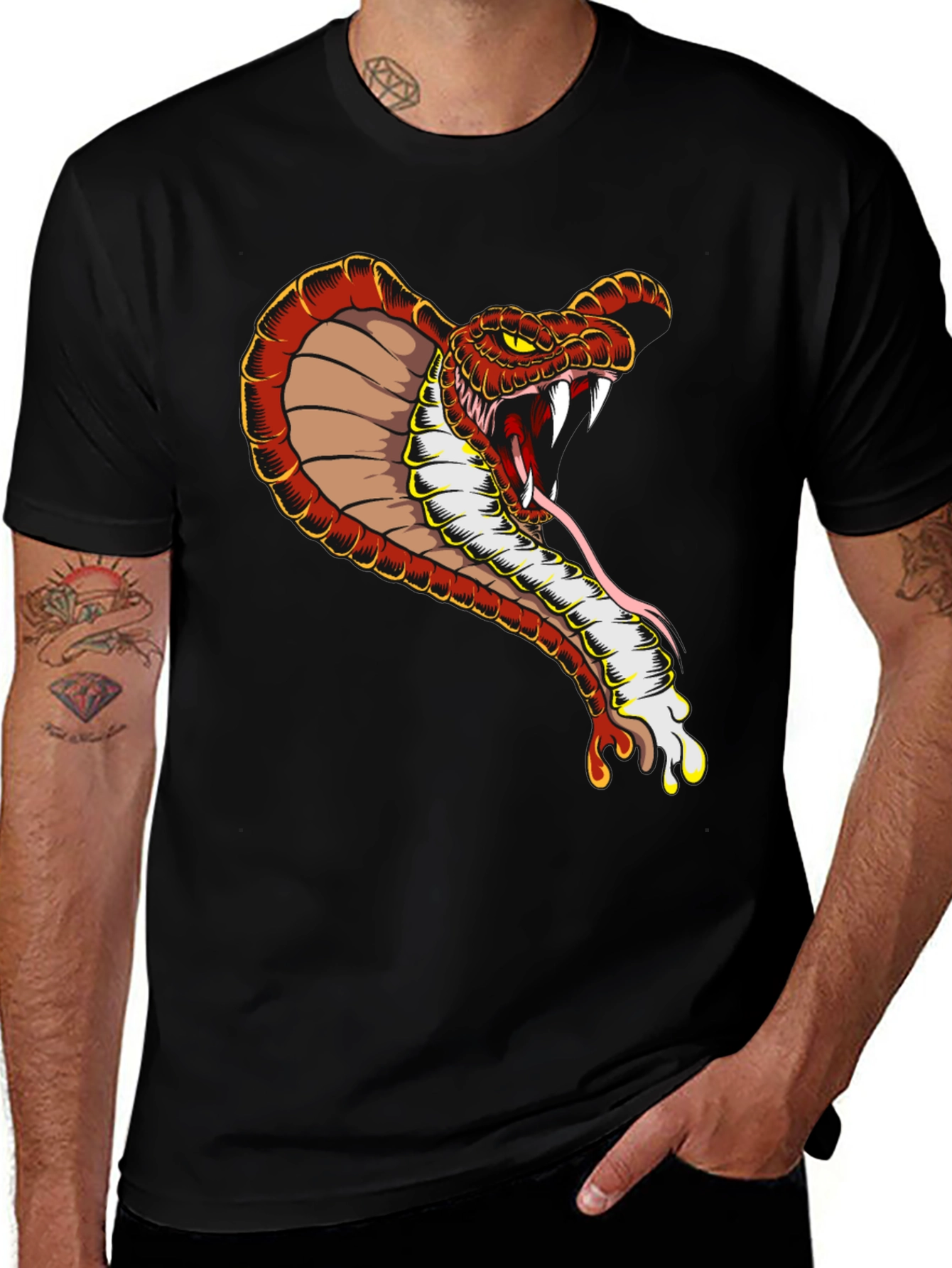 Cobra Graphic Tee - Mens Black Cotton T-Shirt