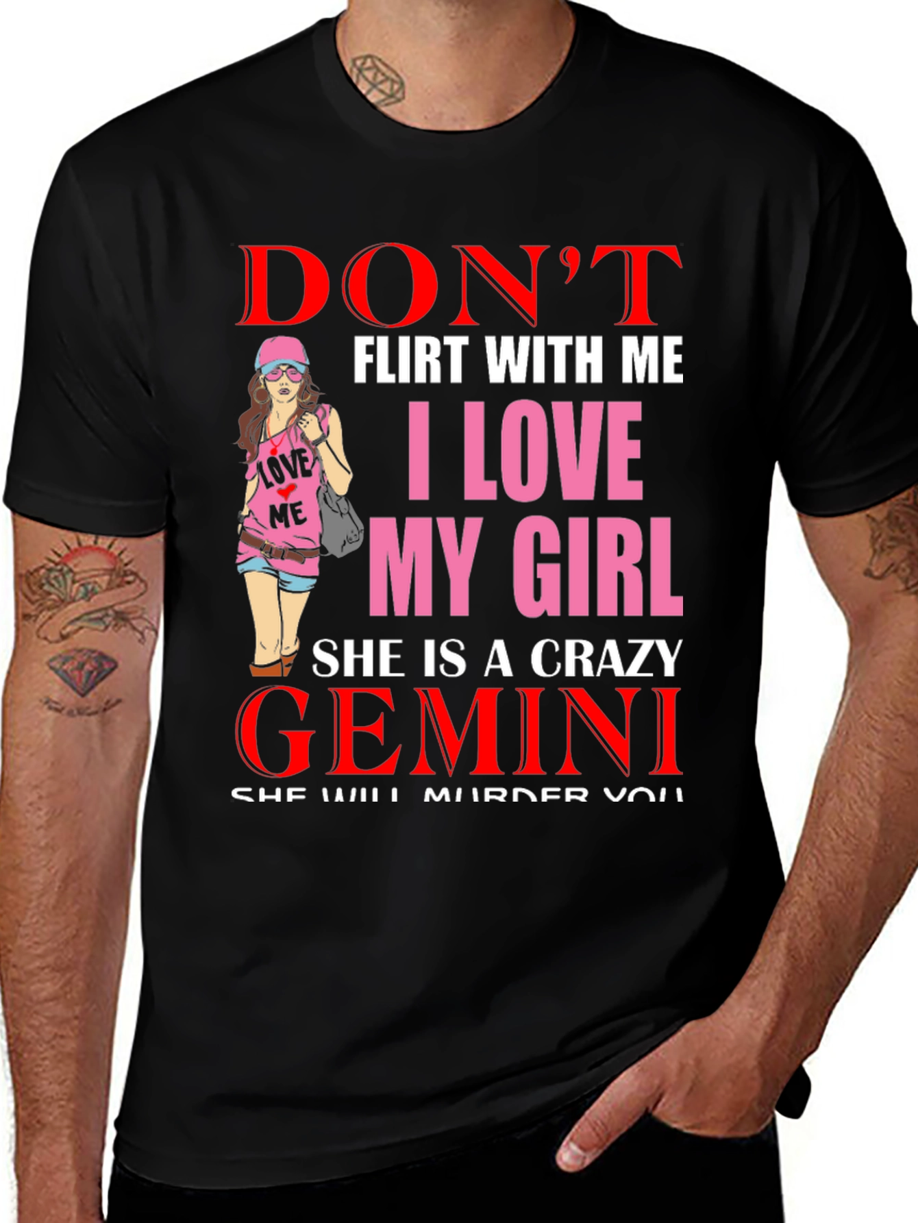 Dont Flirt I Love My Girl Crazy Gemini T-Shirt