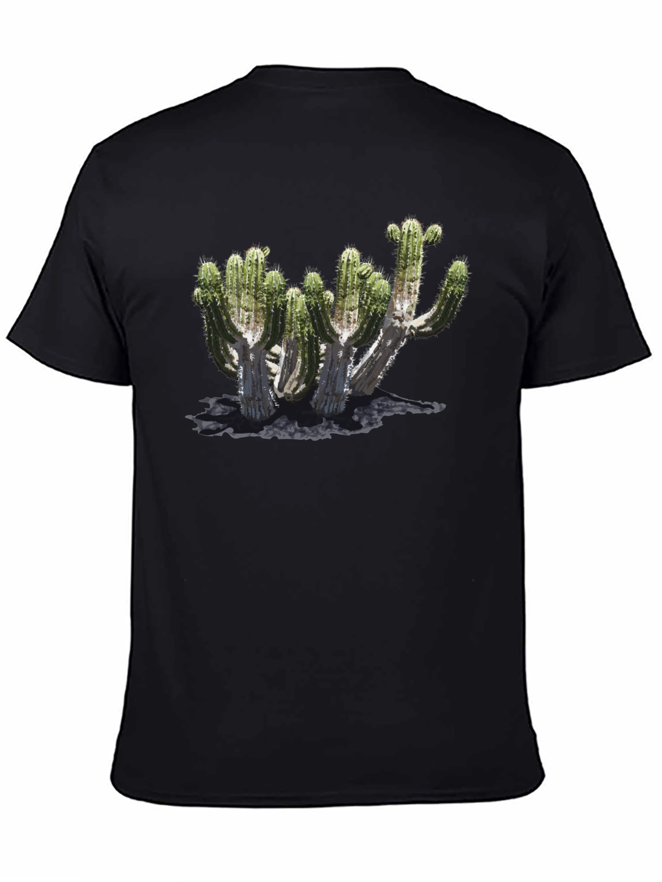 Cactus Graphic Print Black T-Shirt