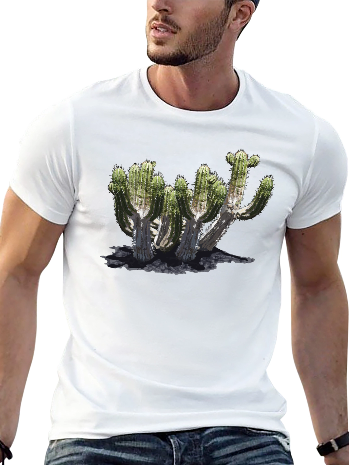 Cactus Graphic Print Black T-Shirt