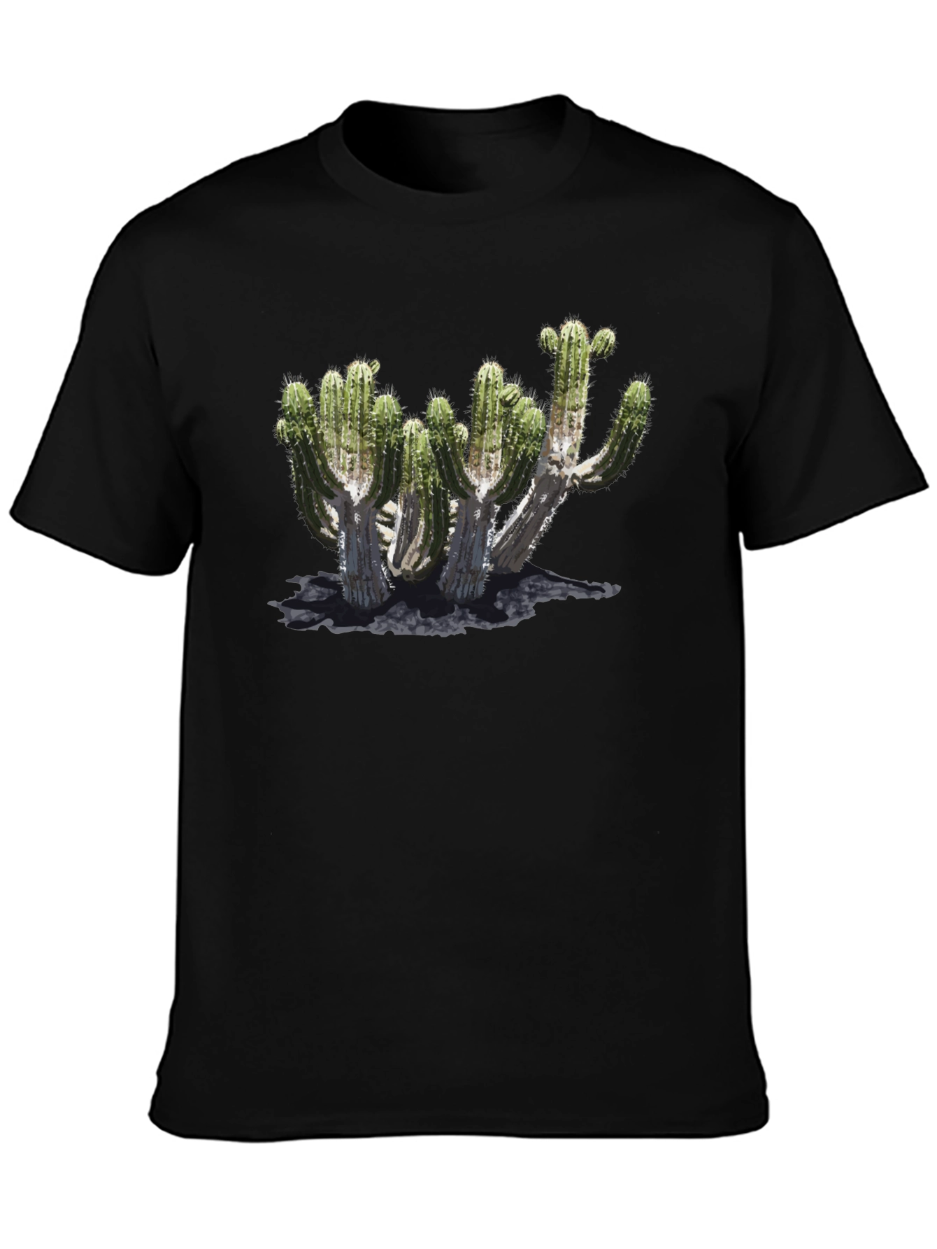 Cactus Graphic Print Black T-Shirt