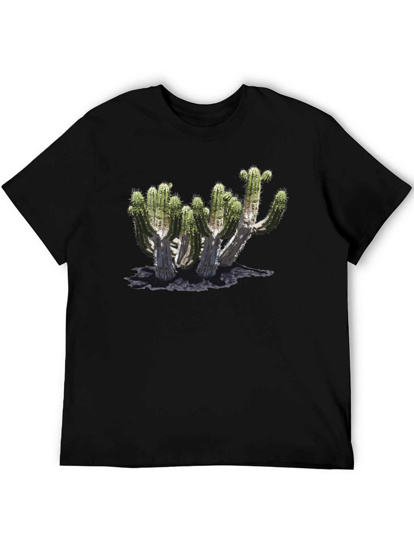 Cactus Graphic Print Black T-Shirt