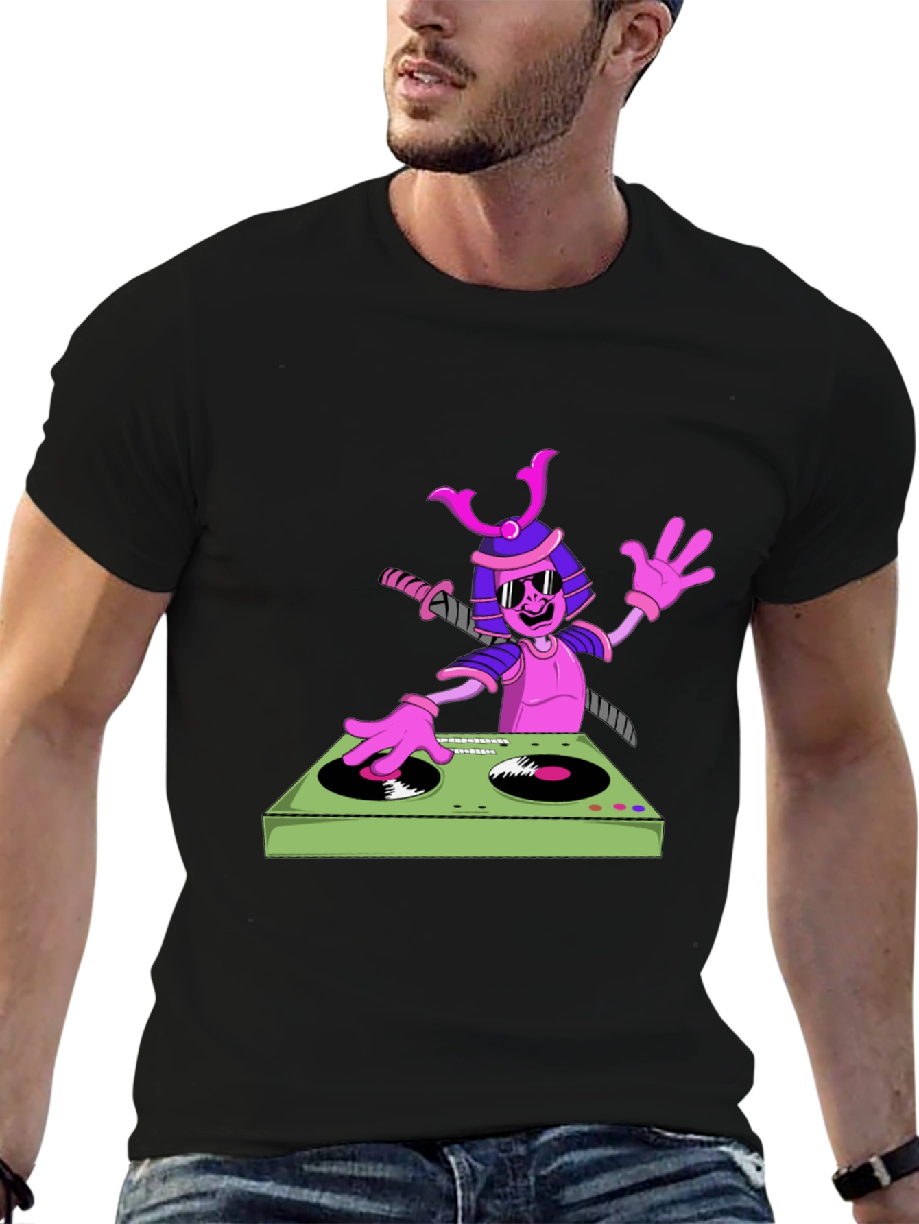 Samurai DJ Graphic T-Shirt - Cool and Unique!