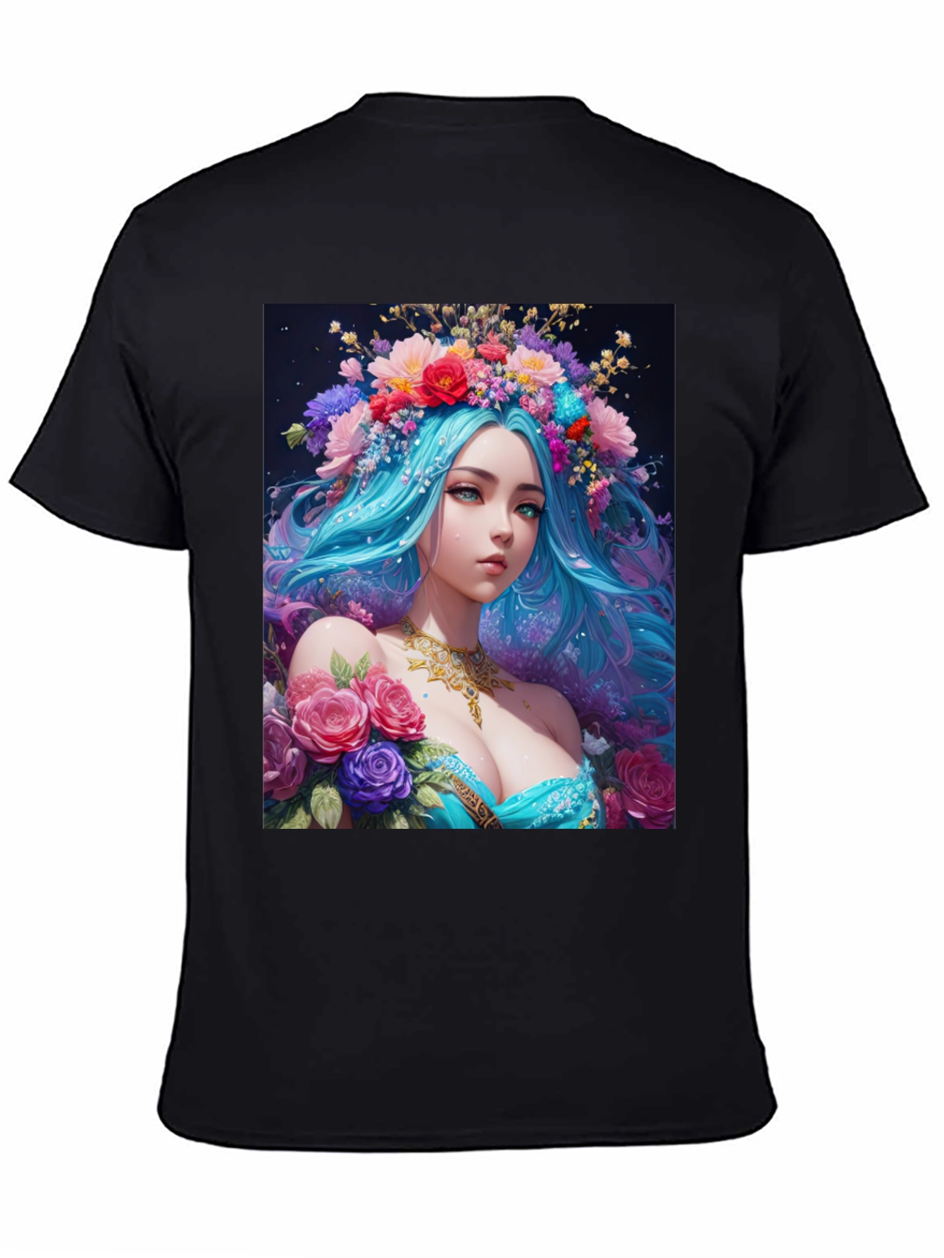 Floral Goddess Graphic T-Shirt - Black