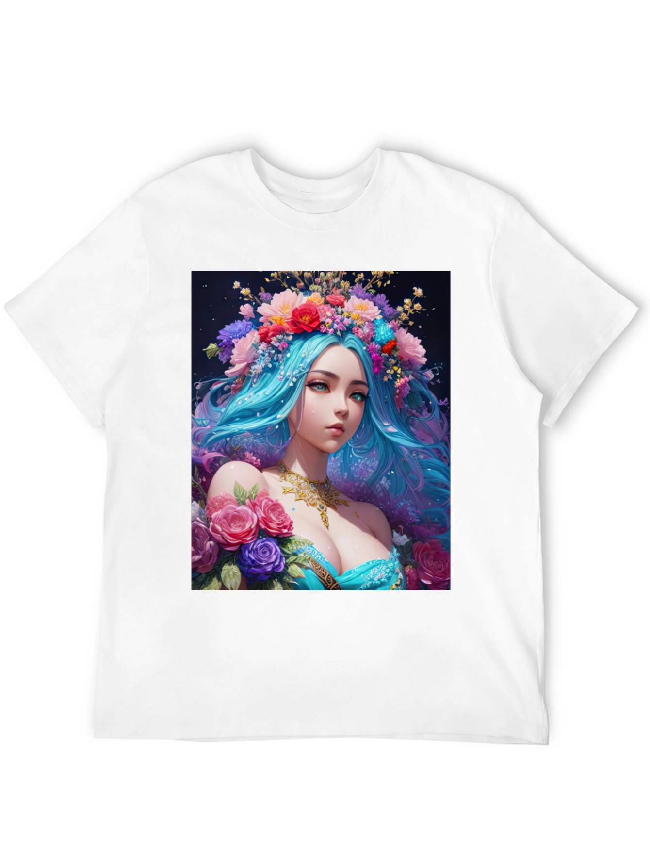 Floral Goddess Graphic T-Shirt - Black