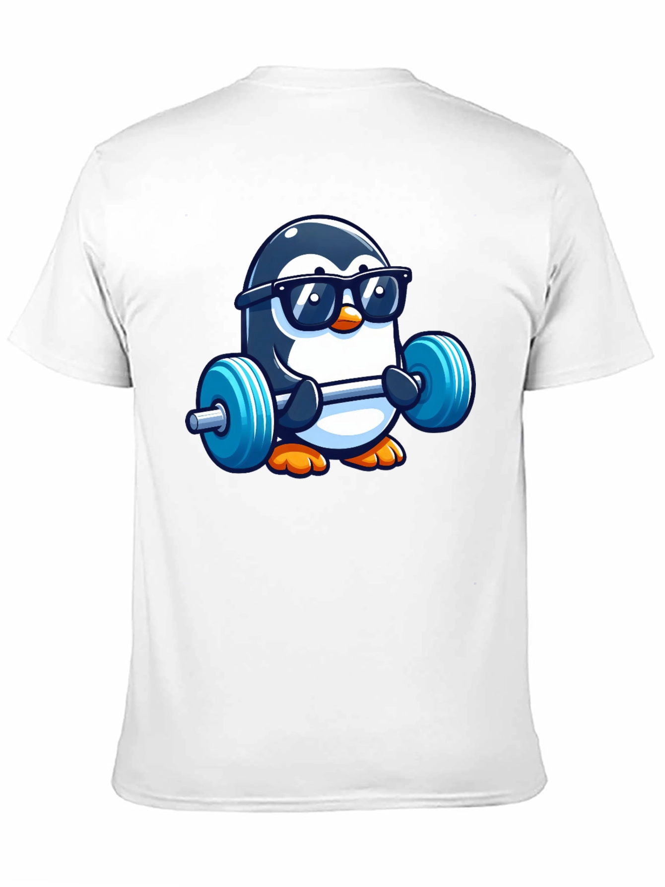 Penguin Lifting Weights Graphic Tee