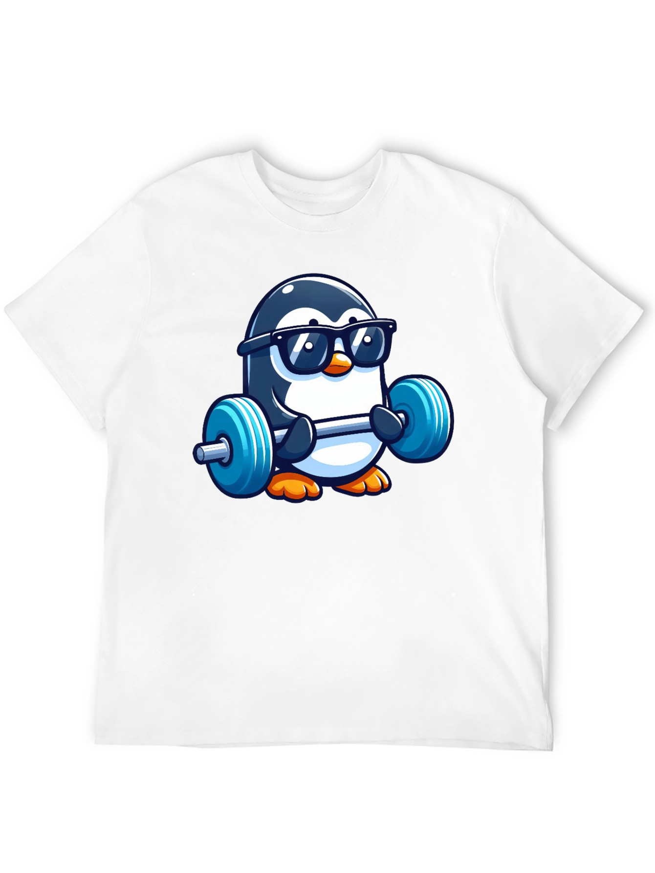 Penguin Lifting Weights Graphic Tee