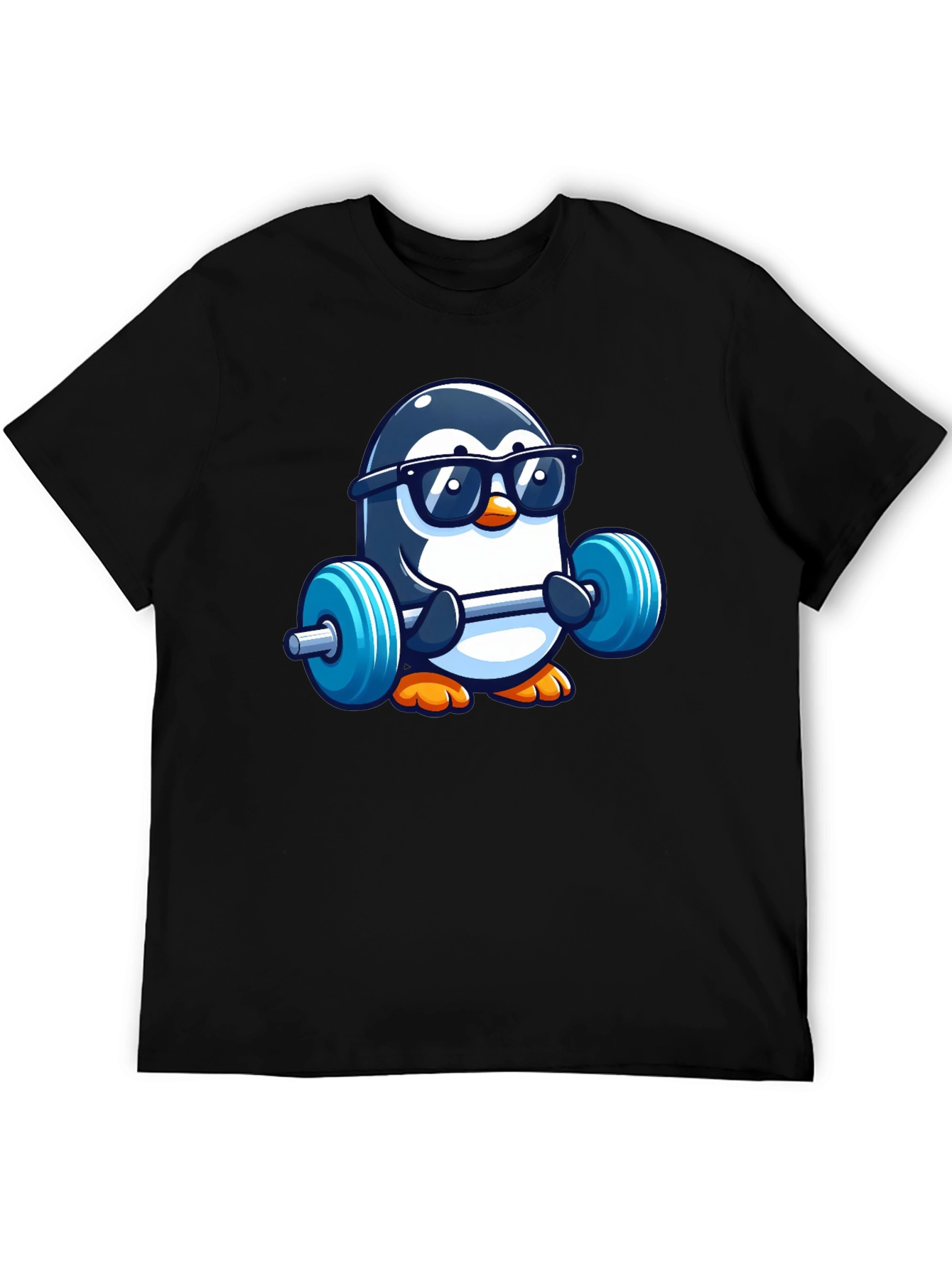 Penguin Lifting Weights Graphic Tee