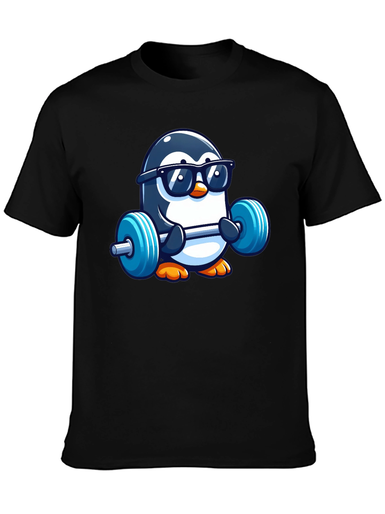 Penguin Lifting Weights Graphic Tee