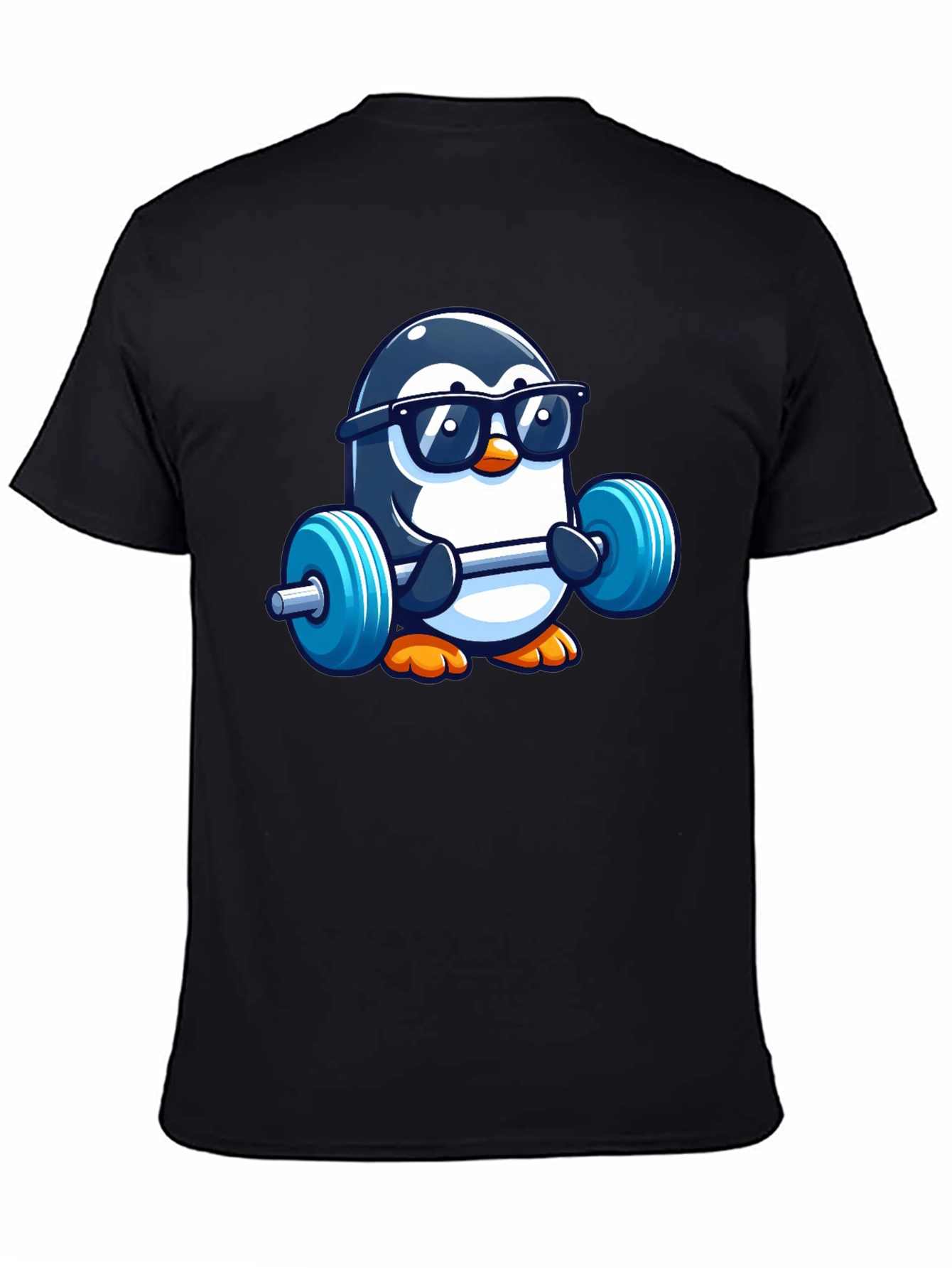 Penguin Lifting Weights Graphic Tee