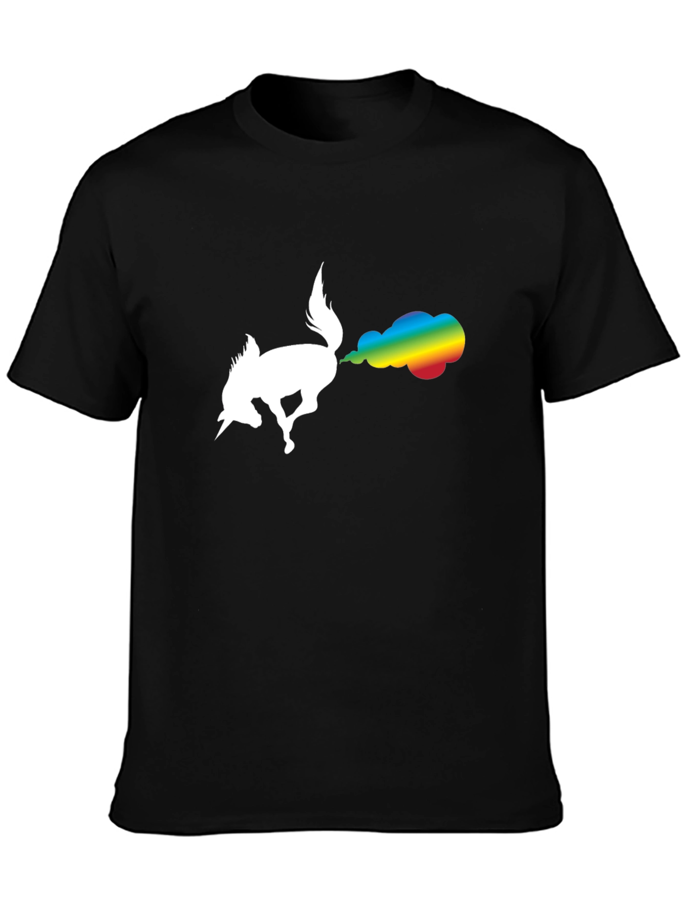 Unicorn Rainbow Fart Black T-Shirt