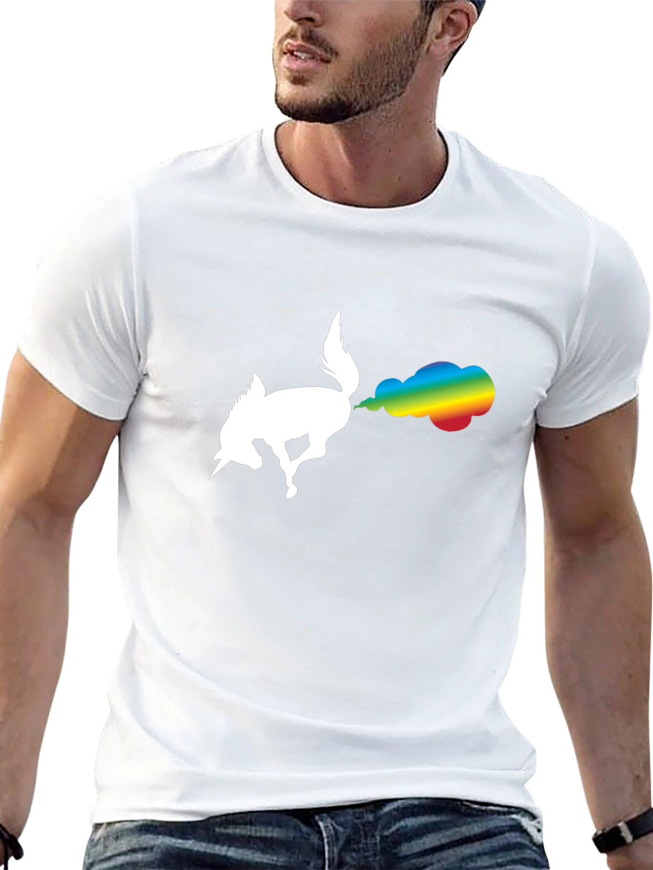 Unicorn Rainbow Fart Black T-Shirt