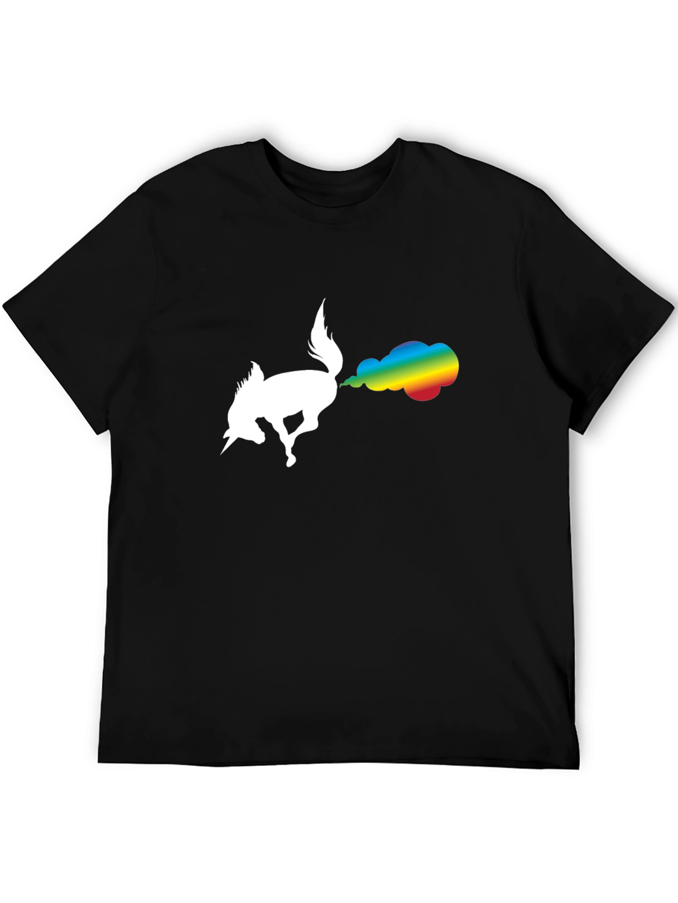 Unicorn Rainbow Fart Black T-Shirt