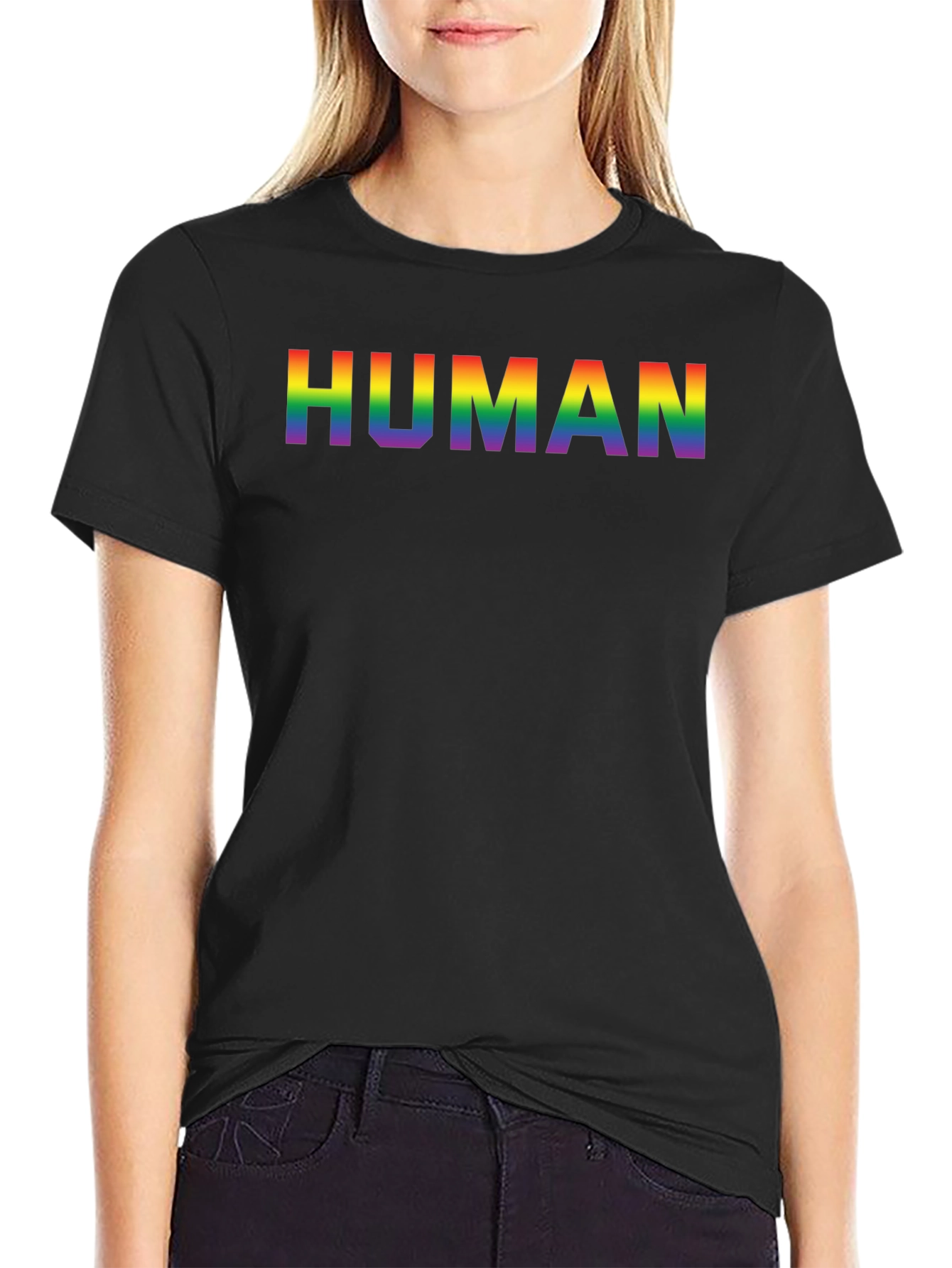 Rainbow HUMAN Graphic Black T-Shirt