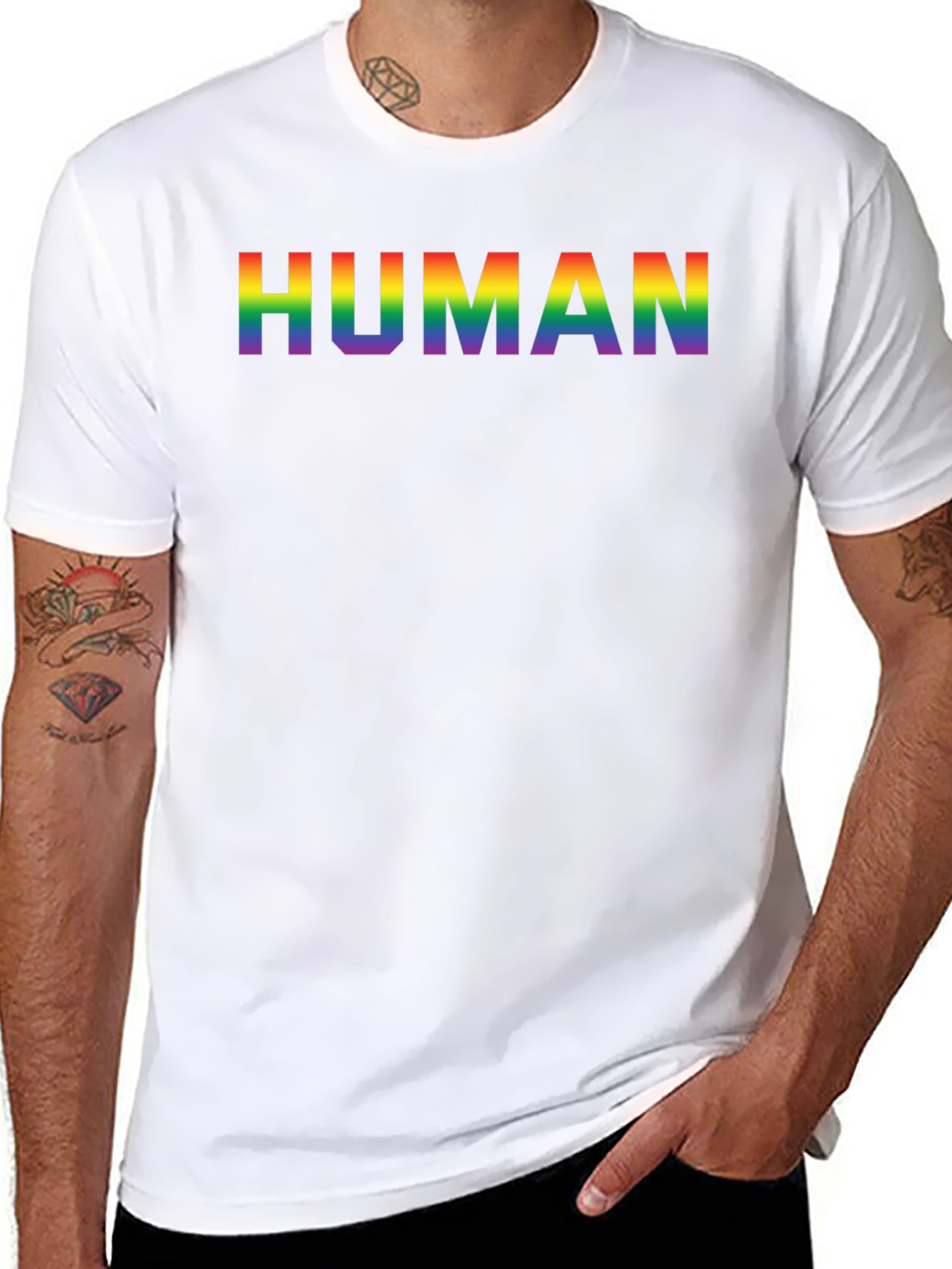 Rainbow HUMAN Graphic Black T-Shirt