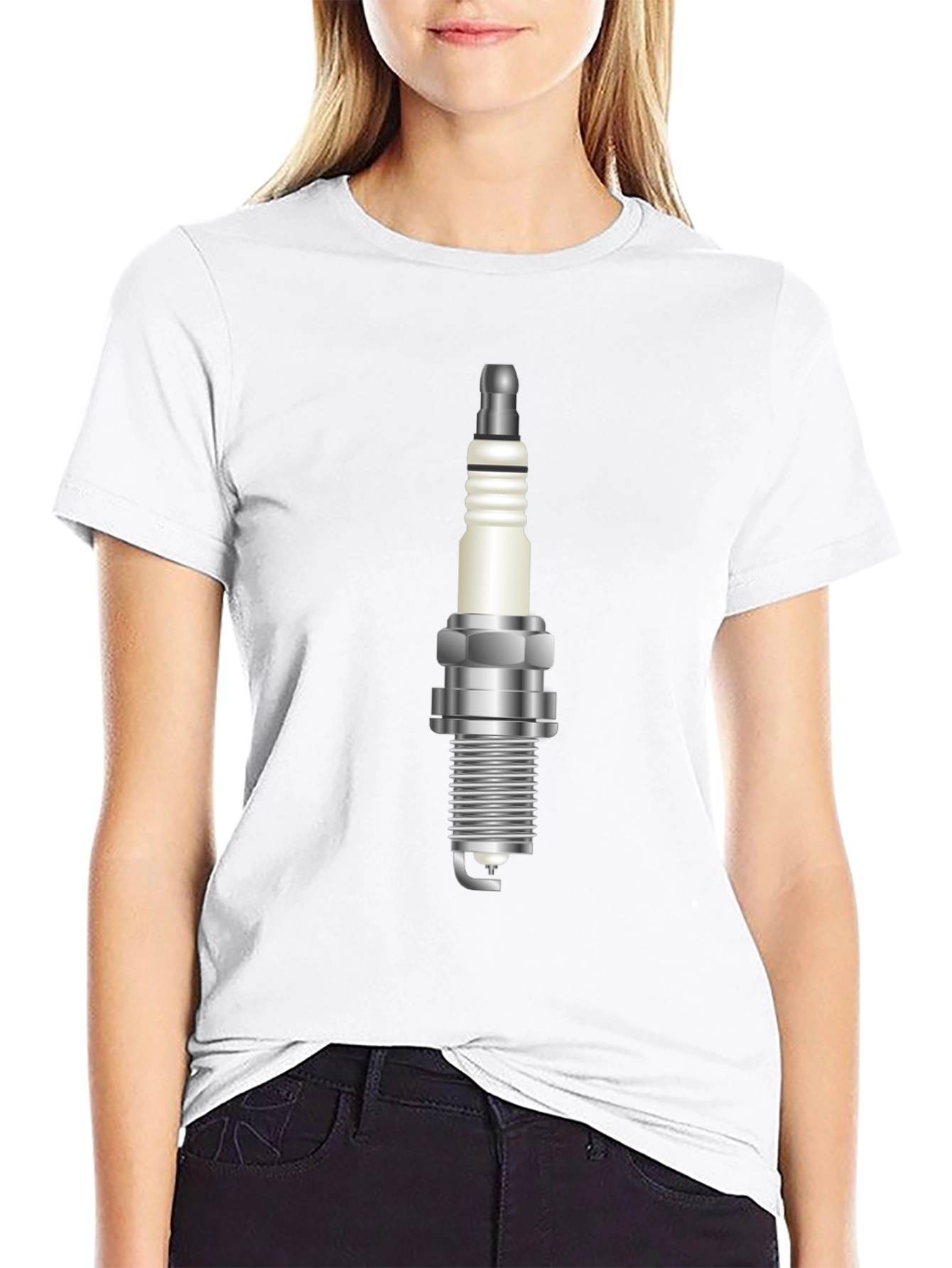 Spark Plug Graphic Tee - Black Cotton Blend