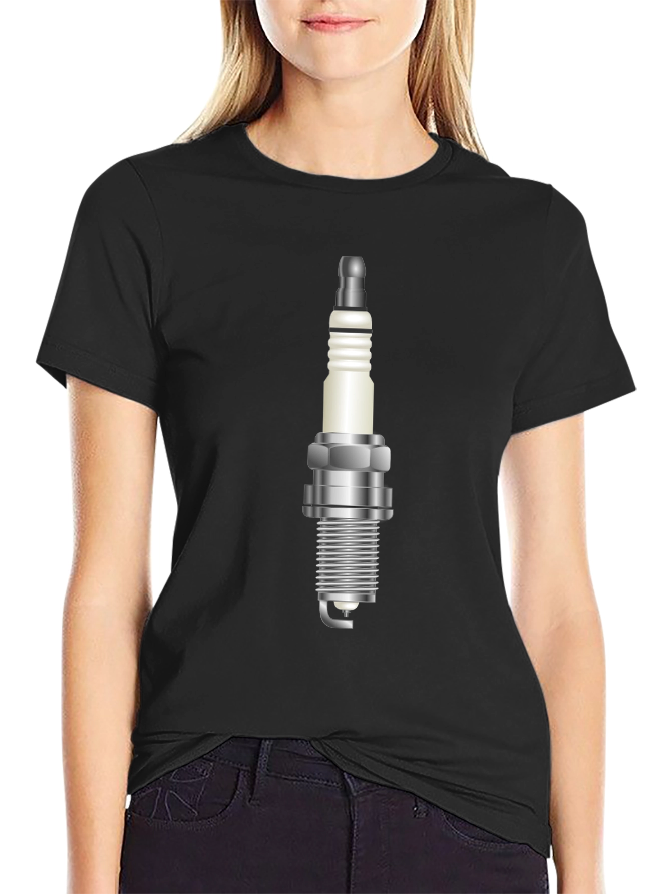 Spark Plug Graphic Tee - Black Cotton Blend