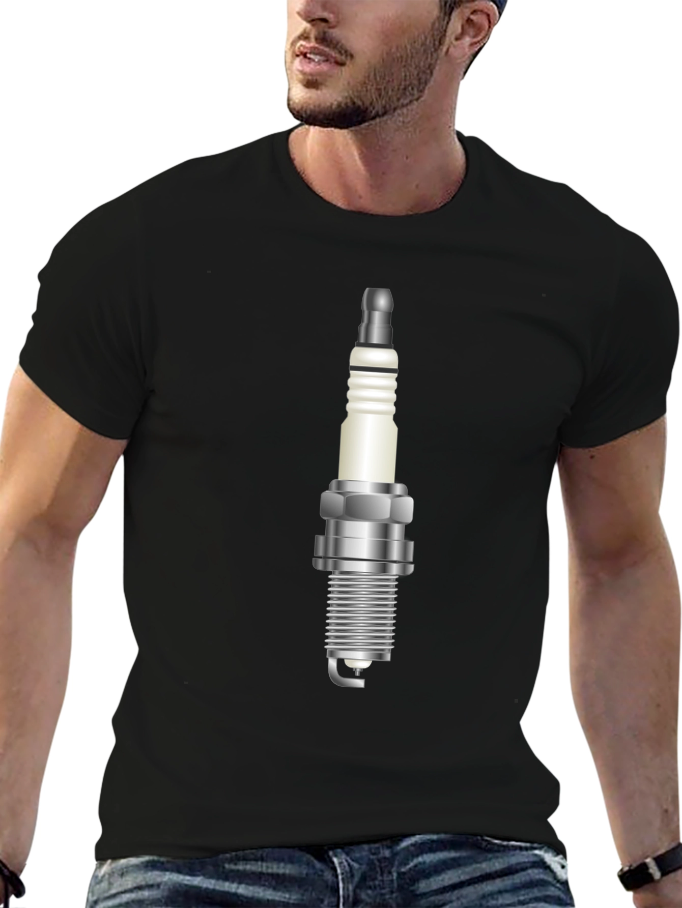 Spark Plug Graphic Tee - Black Cotton Blend