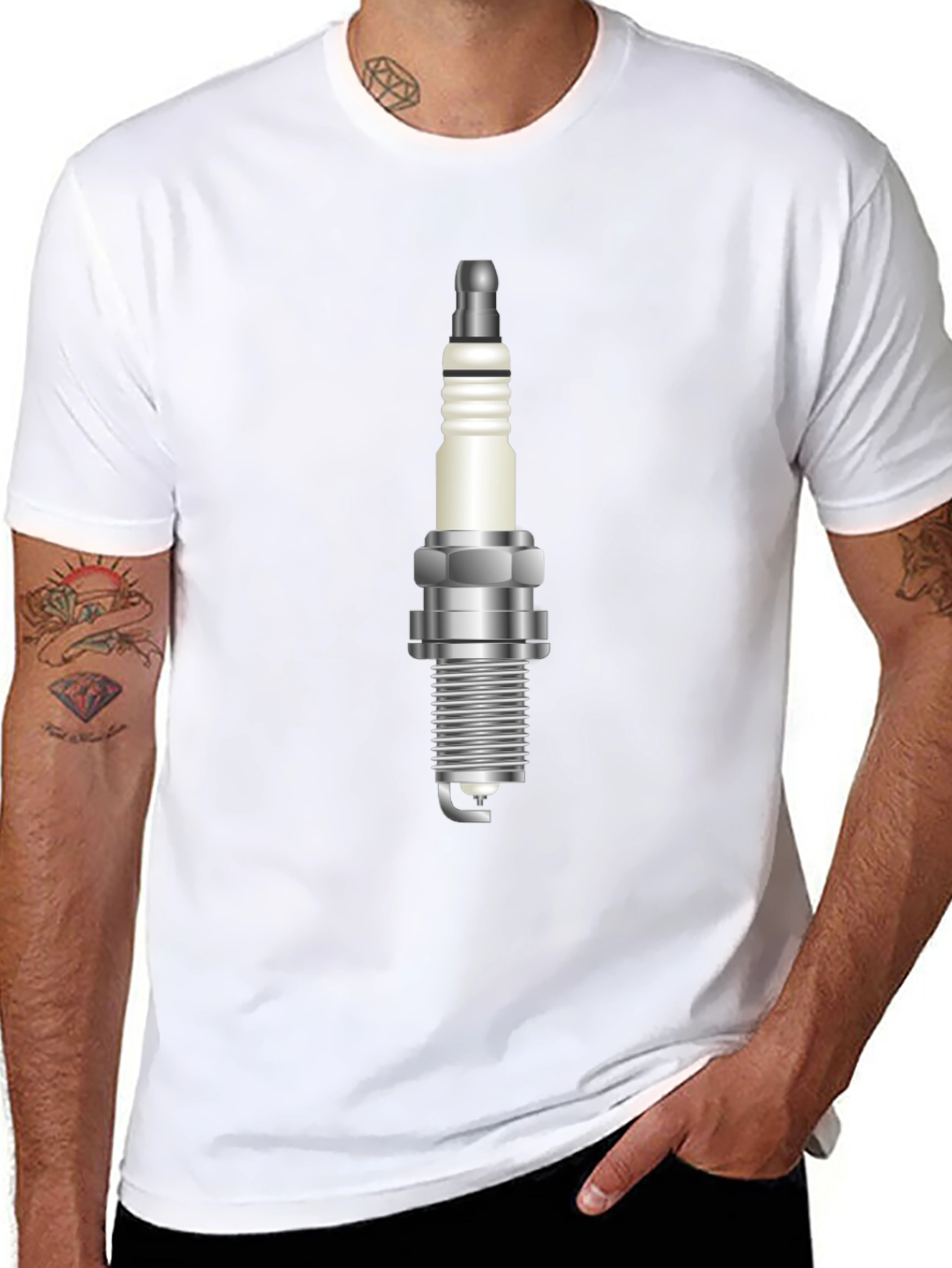 Spark Plug Graphic Tee - Black Cotton Blend
