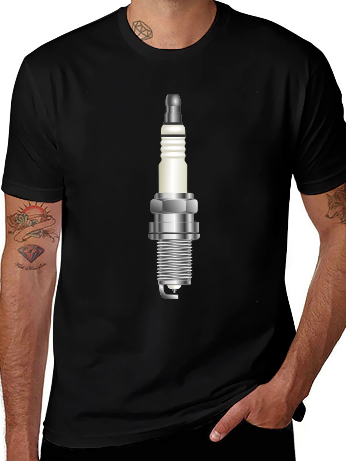 Spark Plug Graphic Tee - Black Cotton Blend
