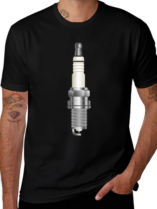 Spark Plug Graphic Tee - Black Cotton Blend