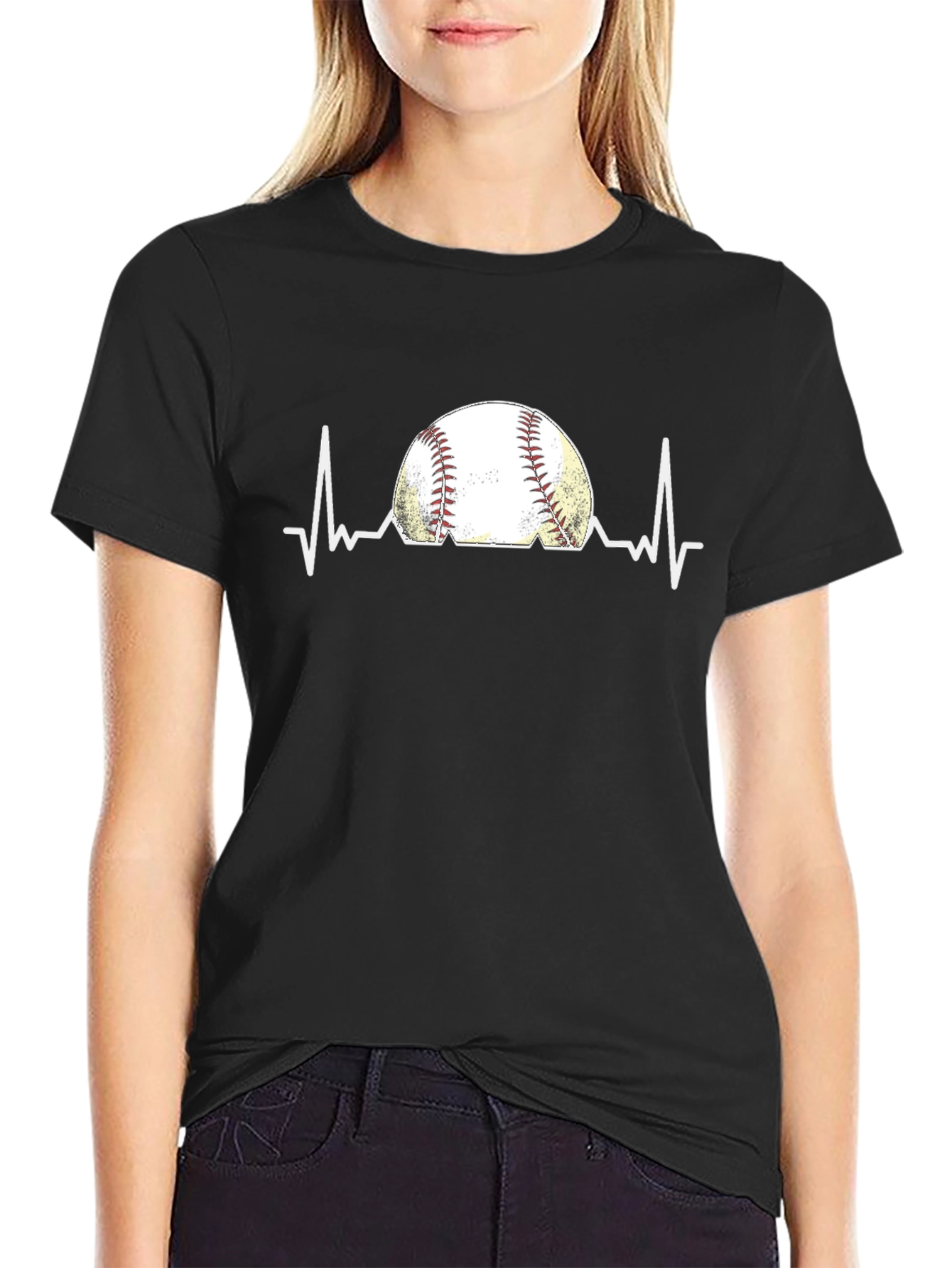 Baseball Heartbeat Graphic T-Shirt