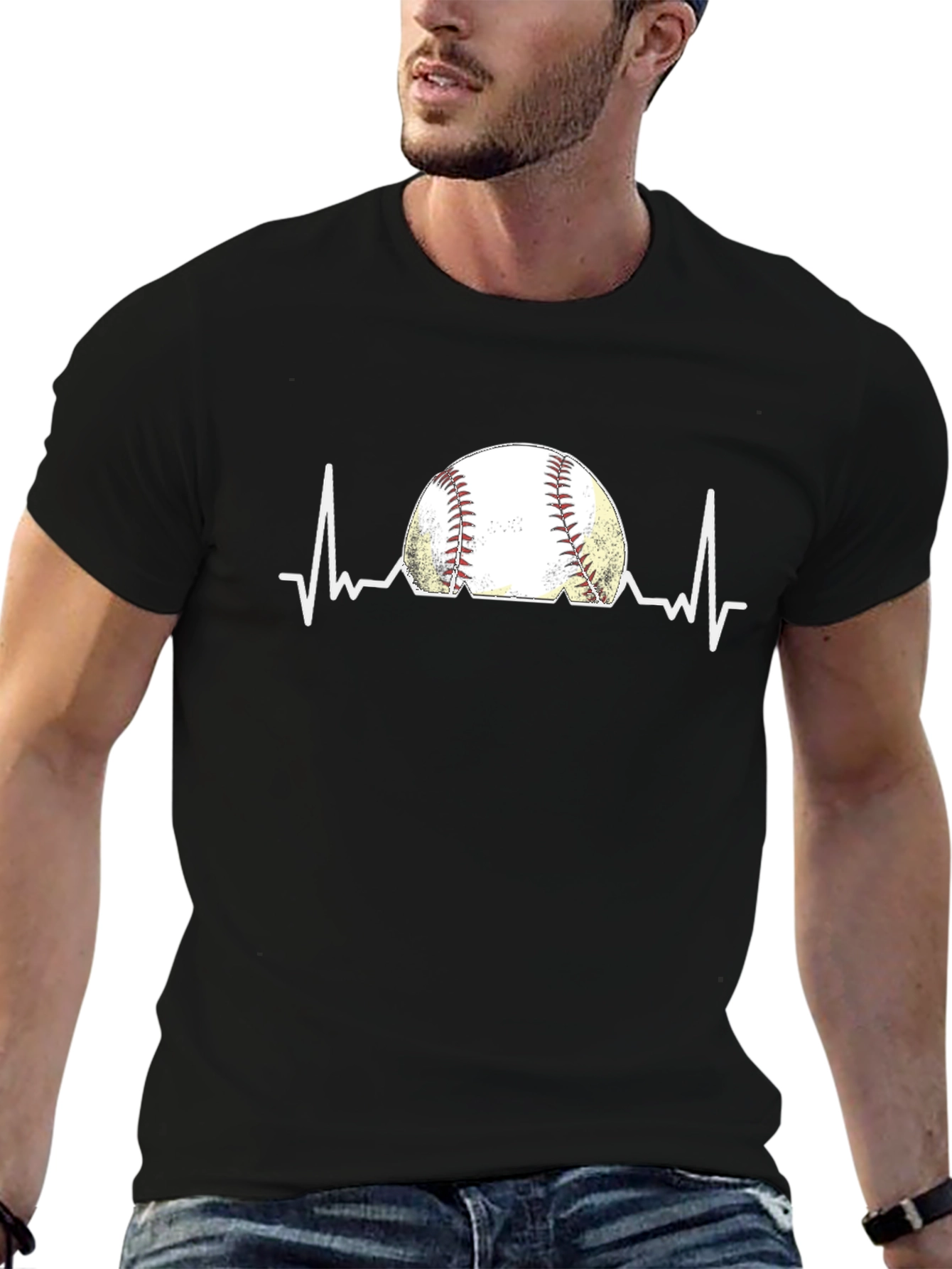 Baseball Heartbeat Graphic T-Shirt