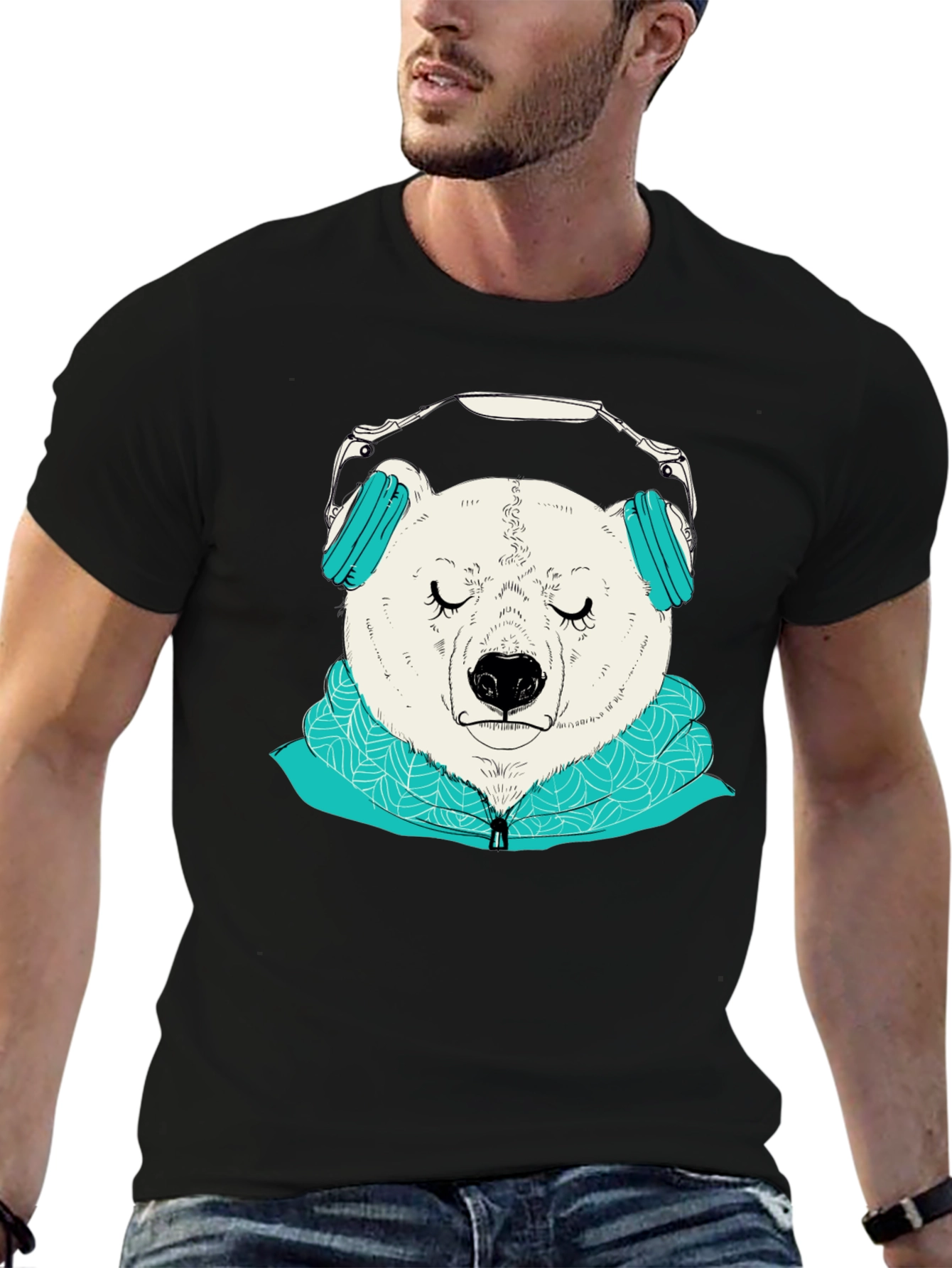 Bear with Headphones Graphic Tee