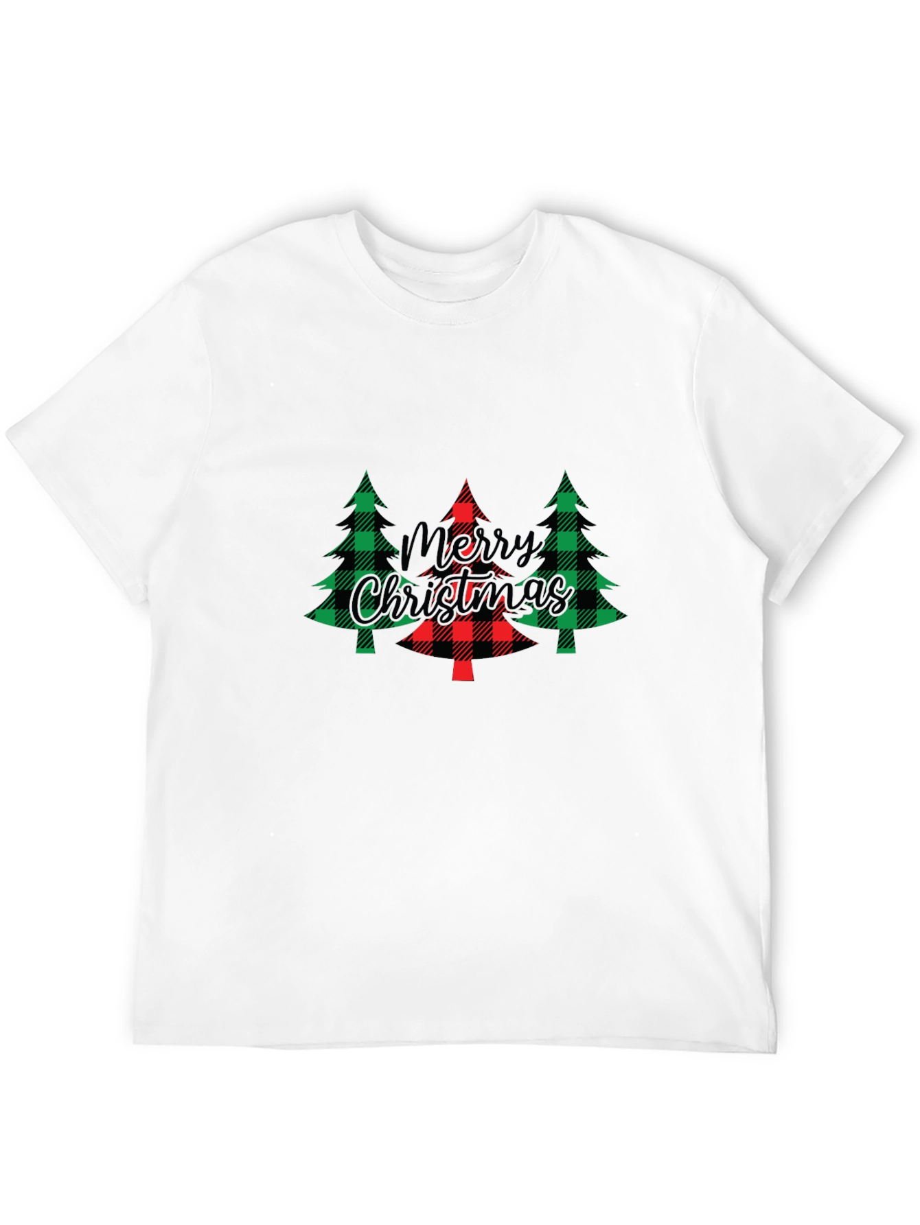 Festive Christmas Tree Plaid Graphic Tee