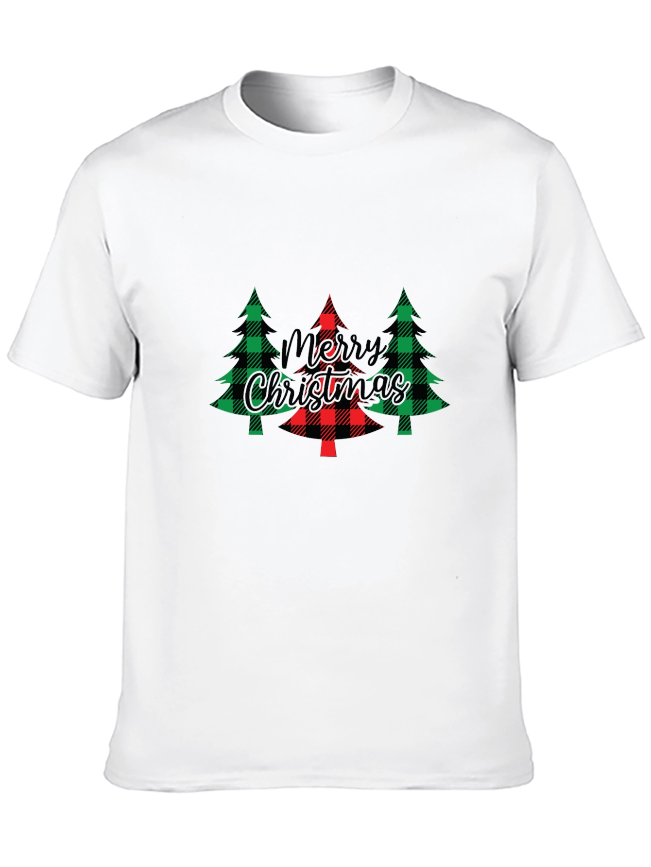 Festive Christmas Tree Plaid Graphic Tee