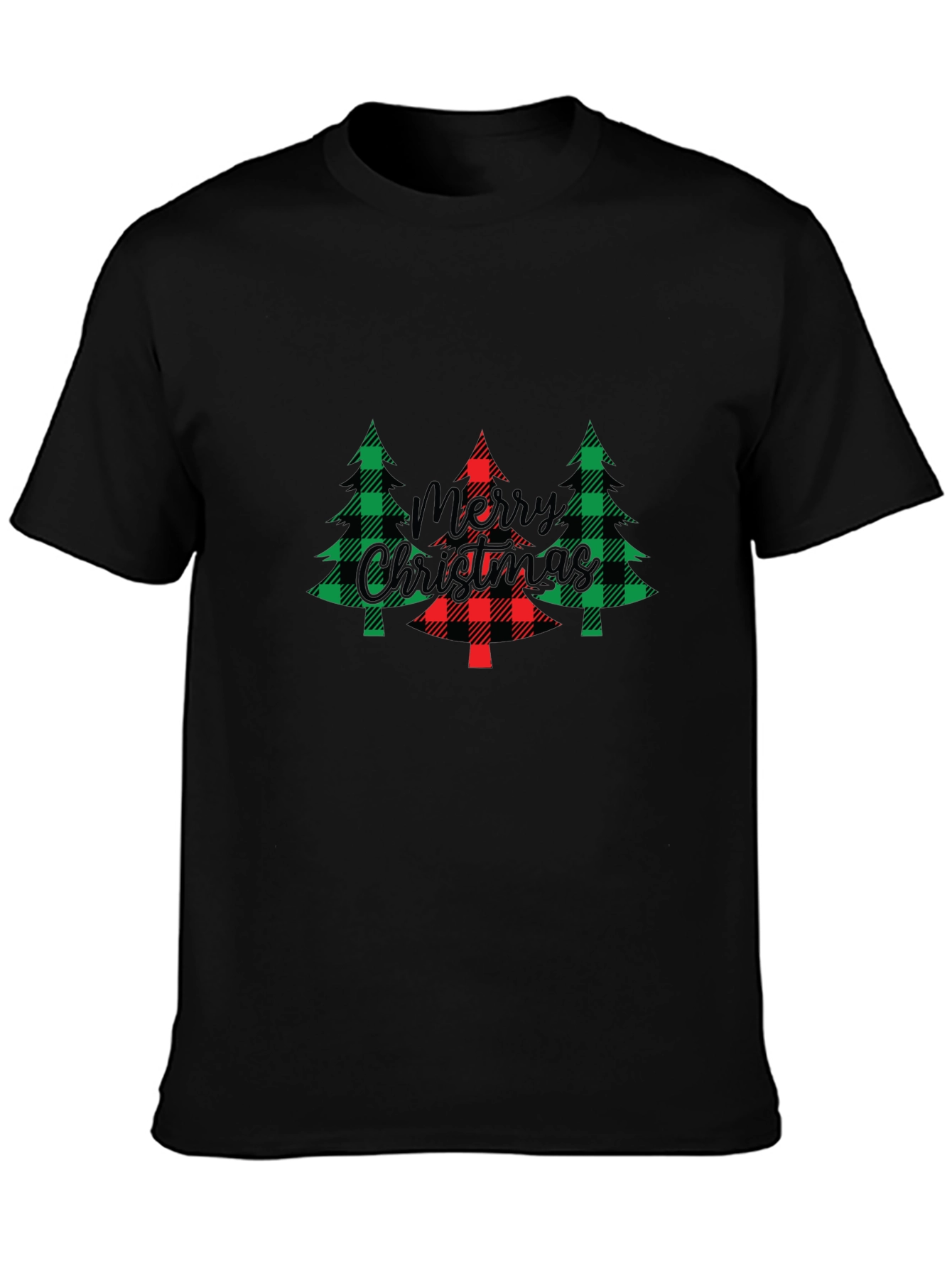 Festive Christmas Tree Plaid Graphic Tee