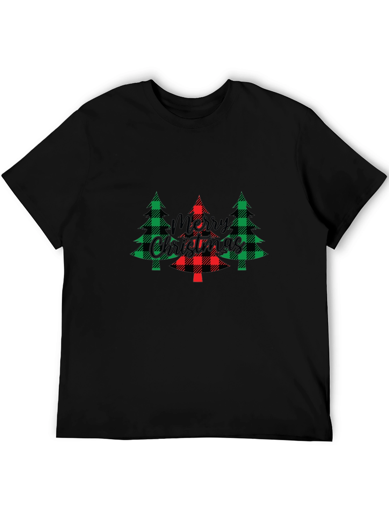 Festive Christmas Tree Plaid Graphic Tee
