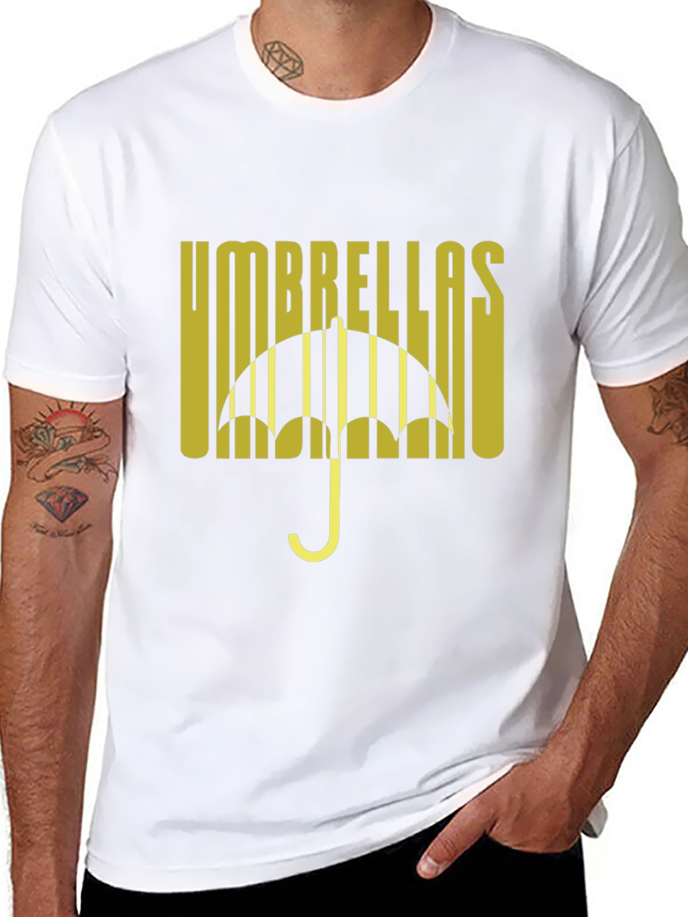 Umbrellas Graphic Tee - Black Cotton Blend T-Shirt