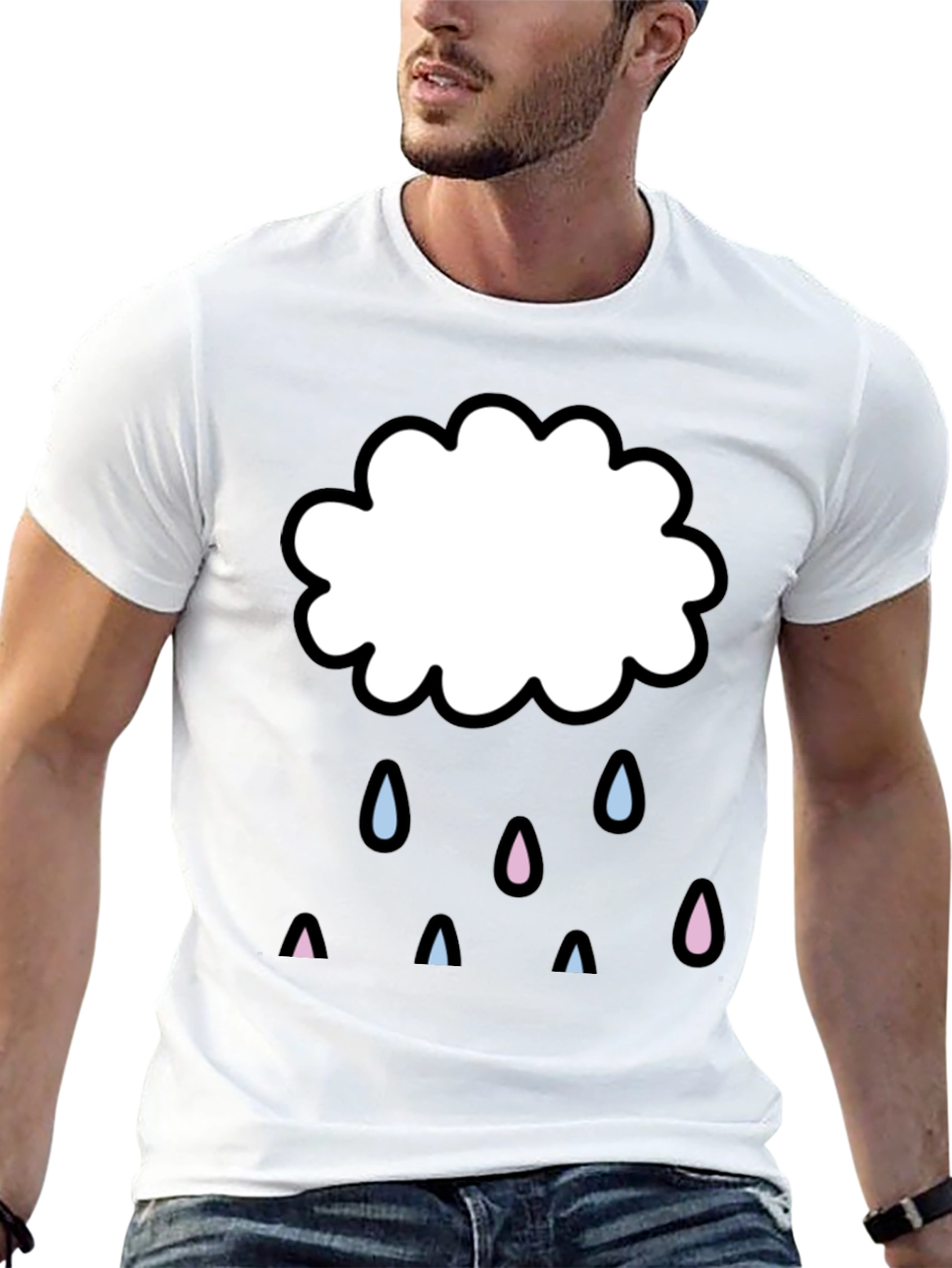 Cute Cloud Graphic Print Black T-Shirt