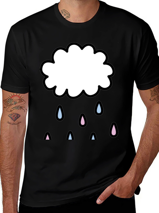 Cute Cloud Graphic Print Black T-Shirt