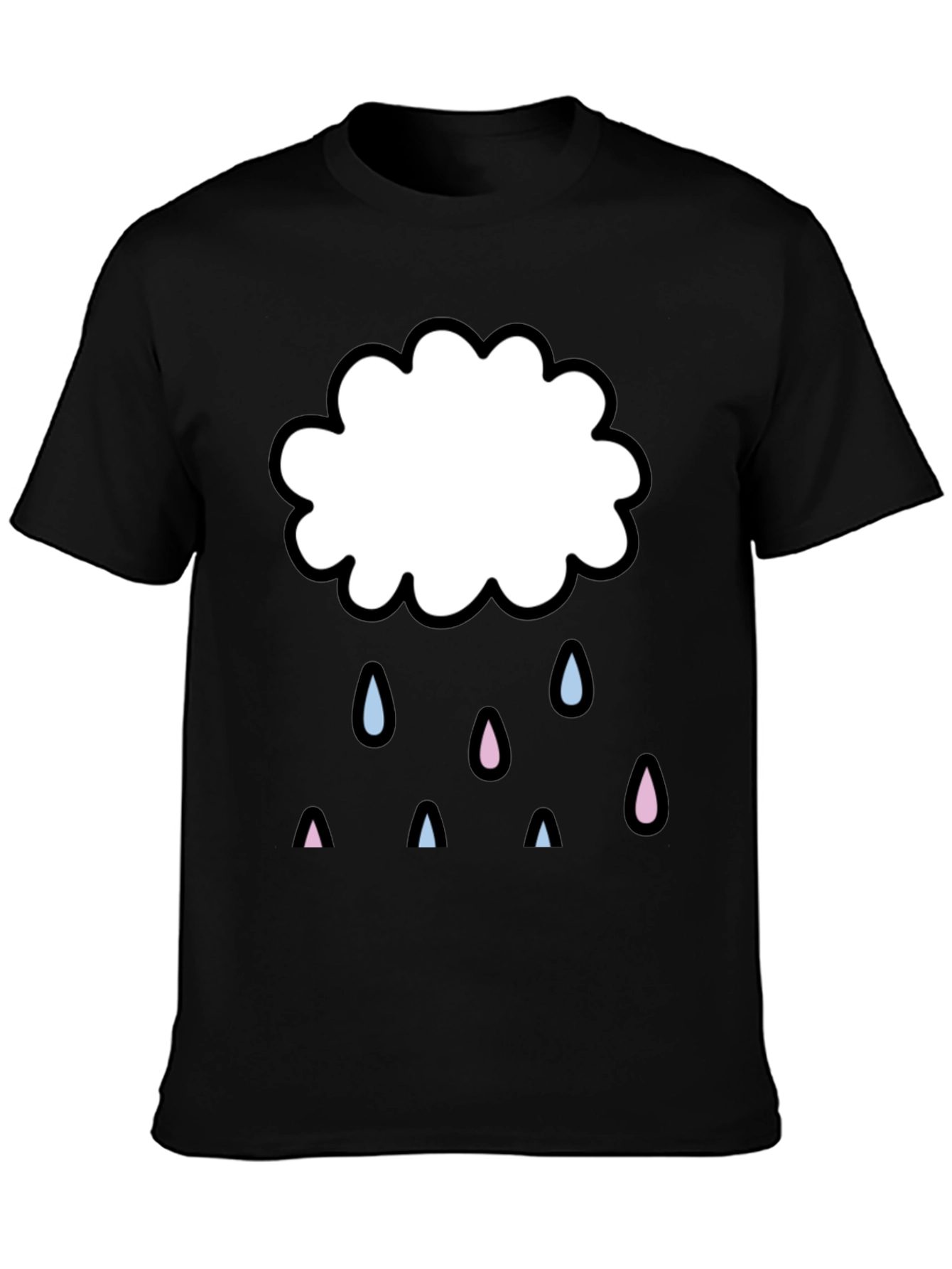 Cute Cloud Graphic Print Black T-Shirt