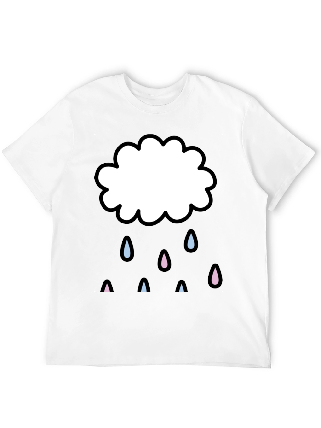 Cute Cloud Graphic Print Black T-Shirt