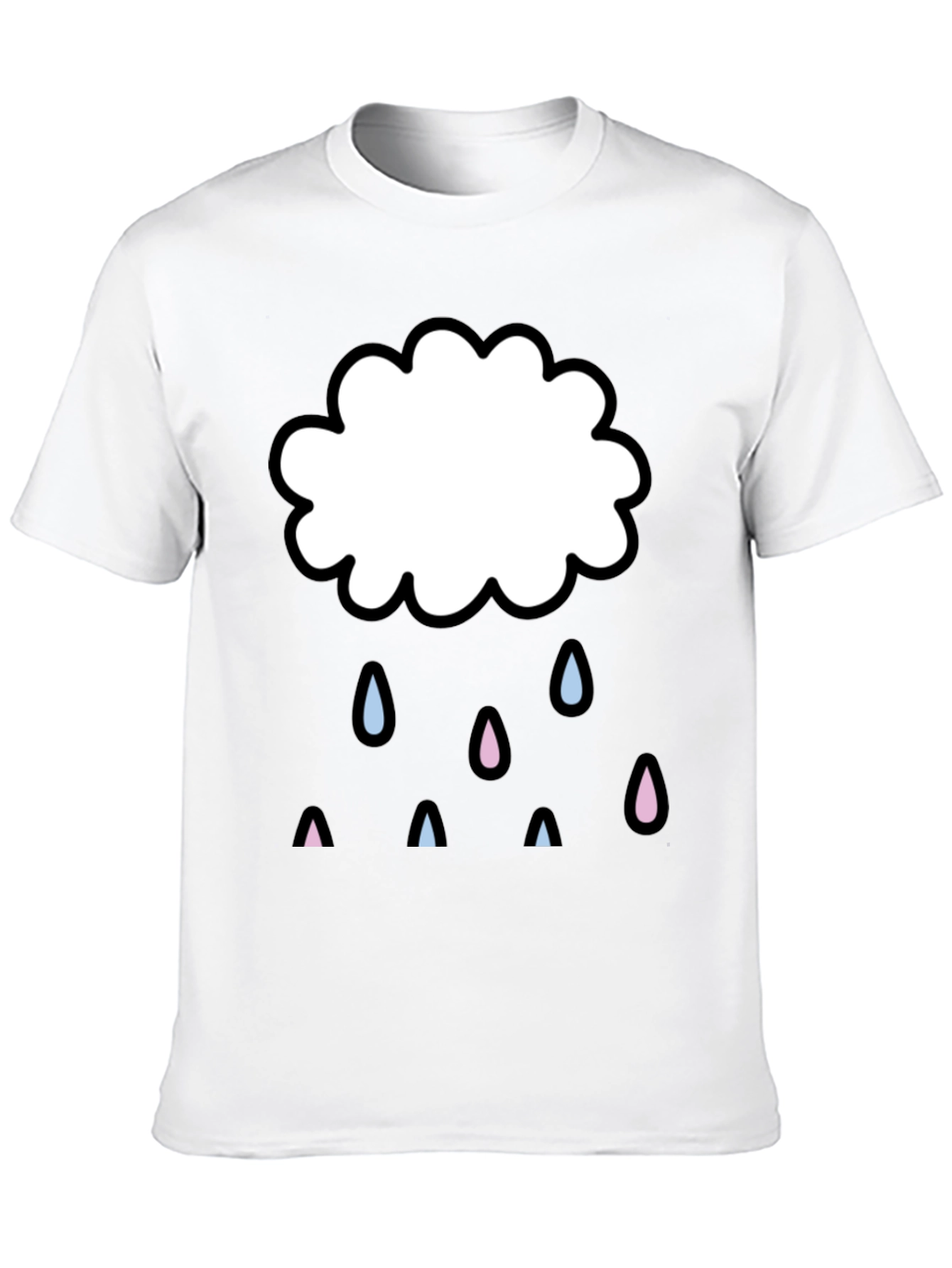 Cute Cloud Graphic Print Black T-Shirt