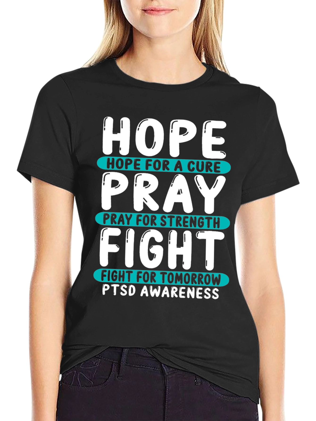 Hope Pray Fight PTSD Awareness T-Shirt